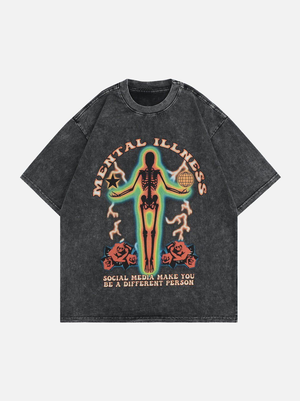 Concert Outfit Thermal Image Skull Print Tee