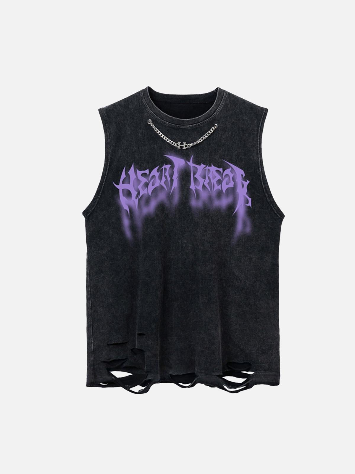 Concert Outfit ThesupermadeVintage Metallic Phantom Letter Distressed Washed Vest
