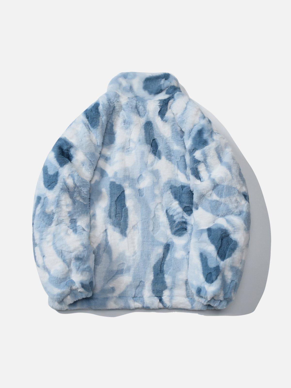 Concert Outfit Tie Dye Angel Bunny Label Sherpa Coat