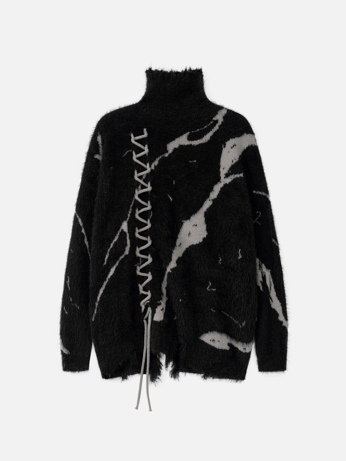 Concert Outfit Tie-Dye Bandage Turtleneck Sweater