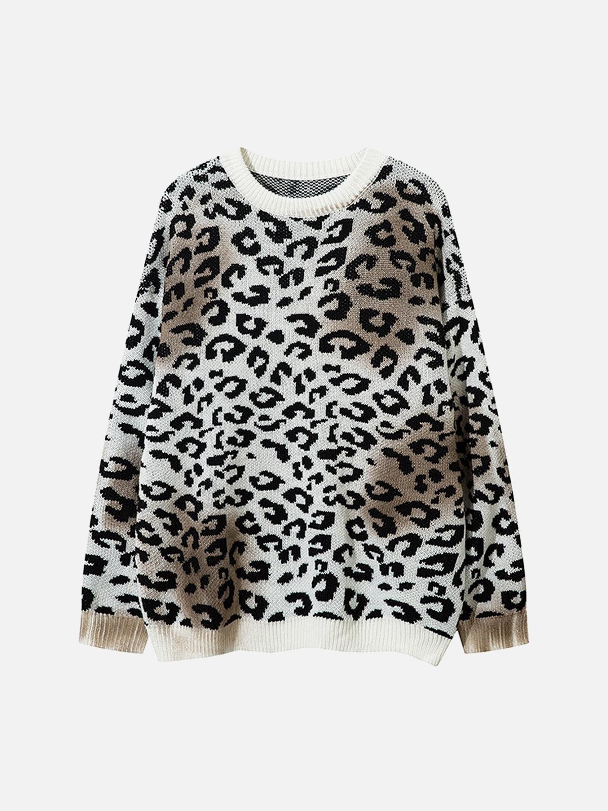 Concert Outfit Tie-Dye Cheetah Jacquard Sweater