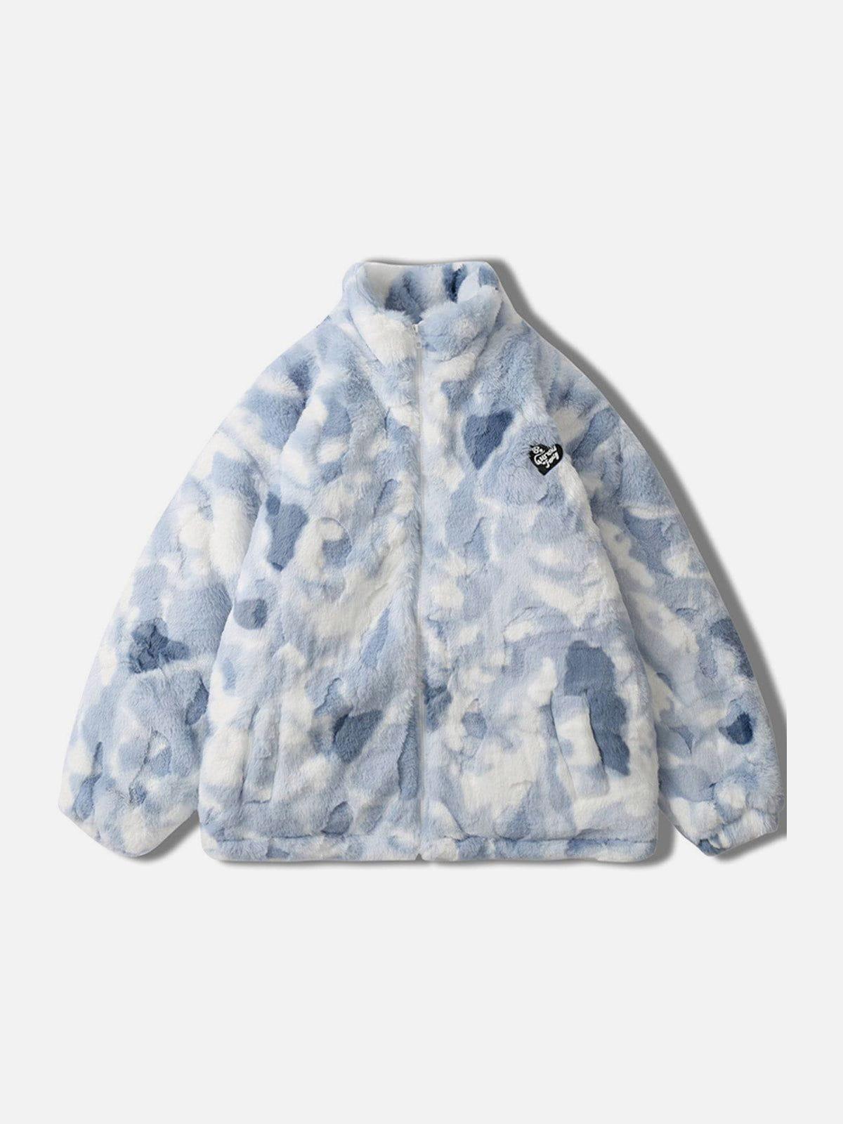 Concert Outfit Tie-Dye Heart Sherpa Coat
