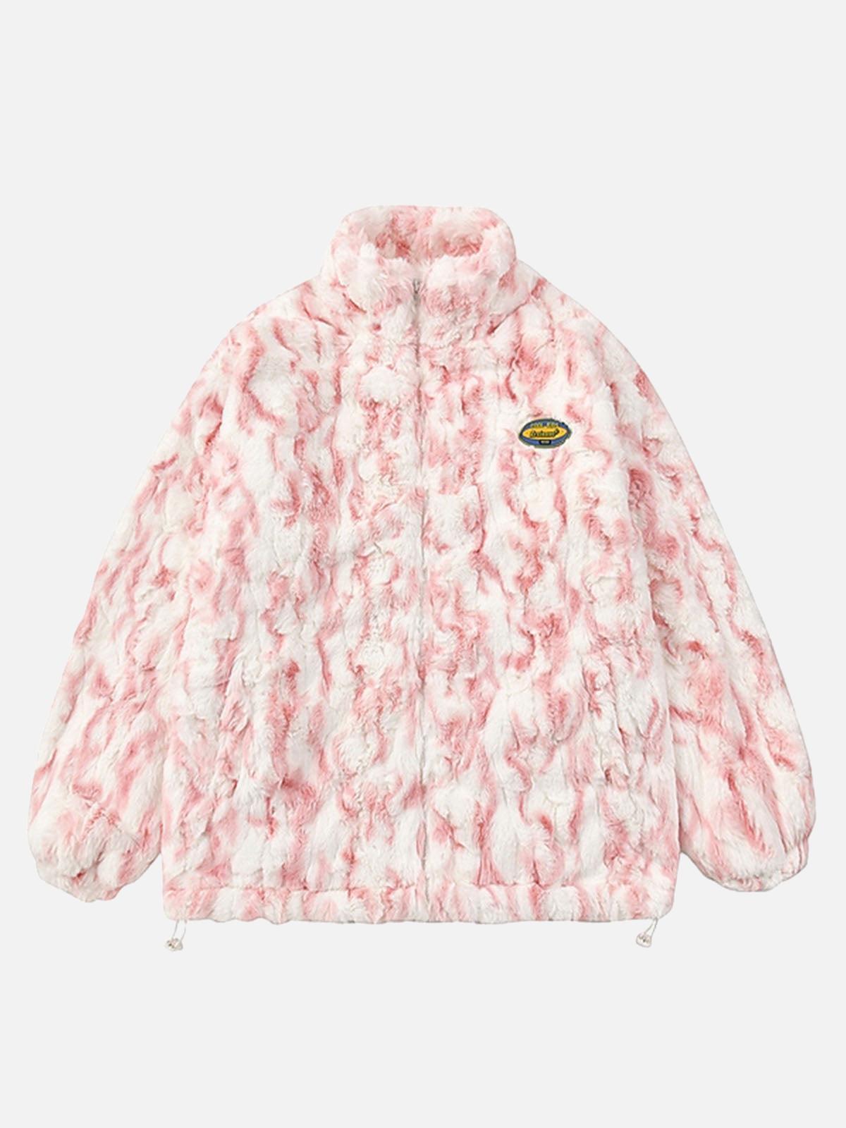 Concert Outfit Tie-Dye Stand Collar Sherpa Jacket