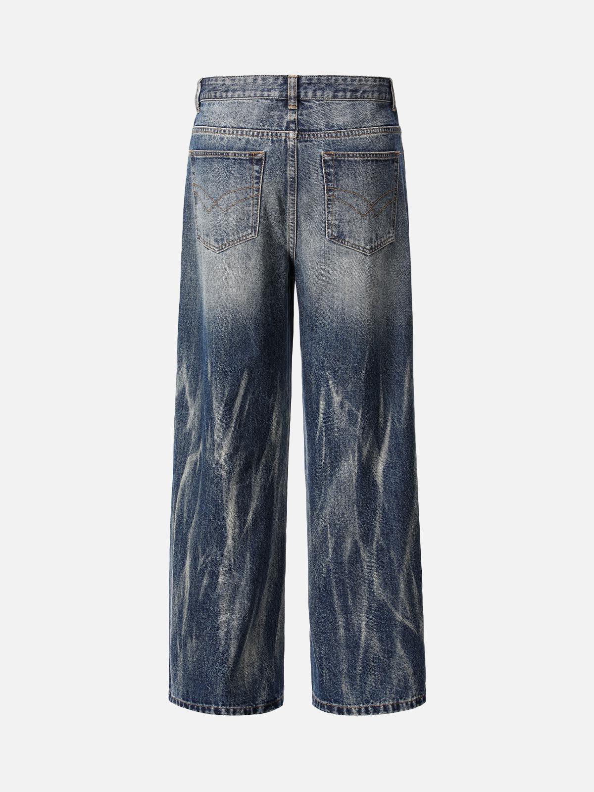 Concert Outfit Tie Dyed Wrinkled Effect Straight Jeans