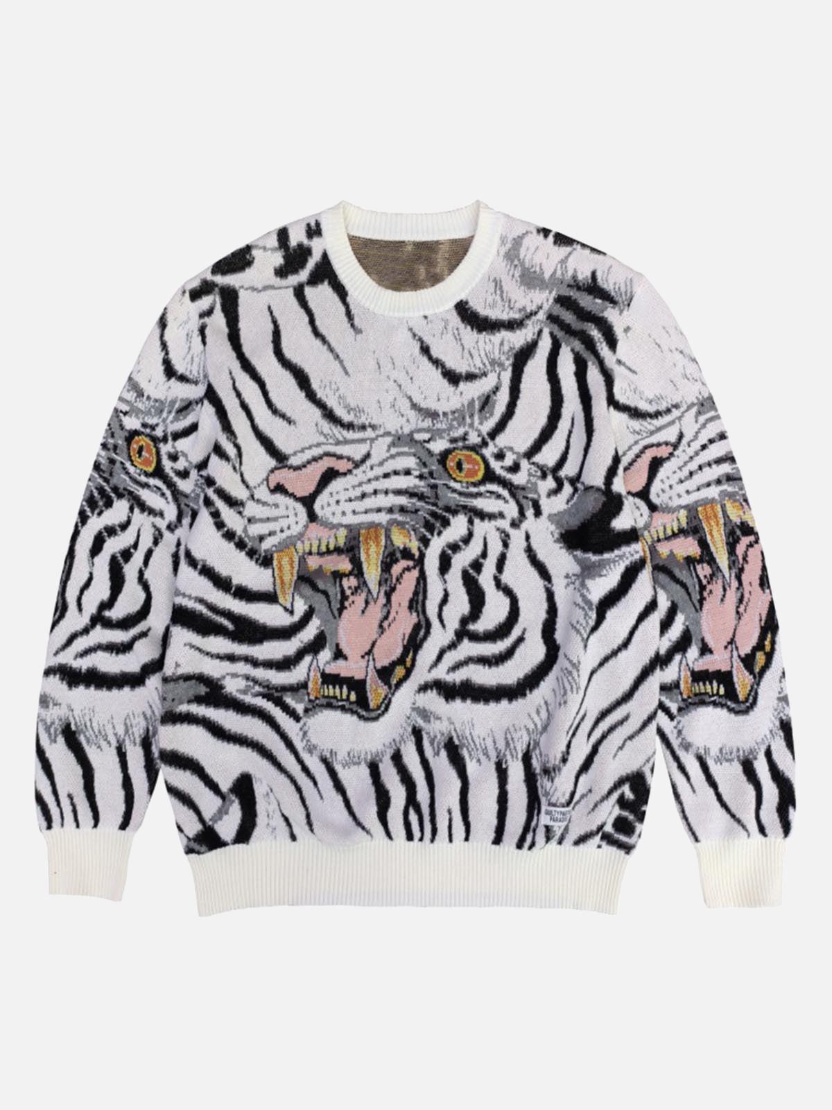 Concert Outfit Tiger Crew Neck Knitted Sweater