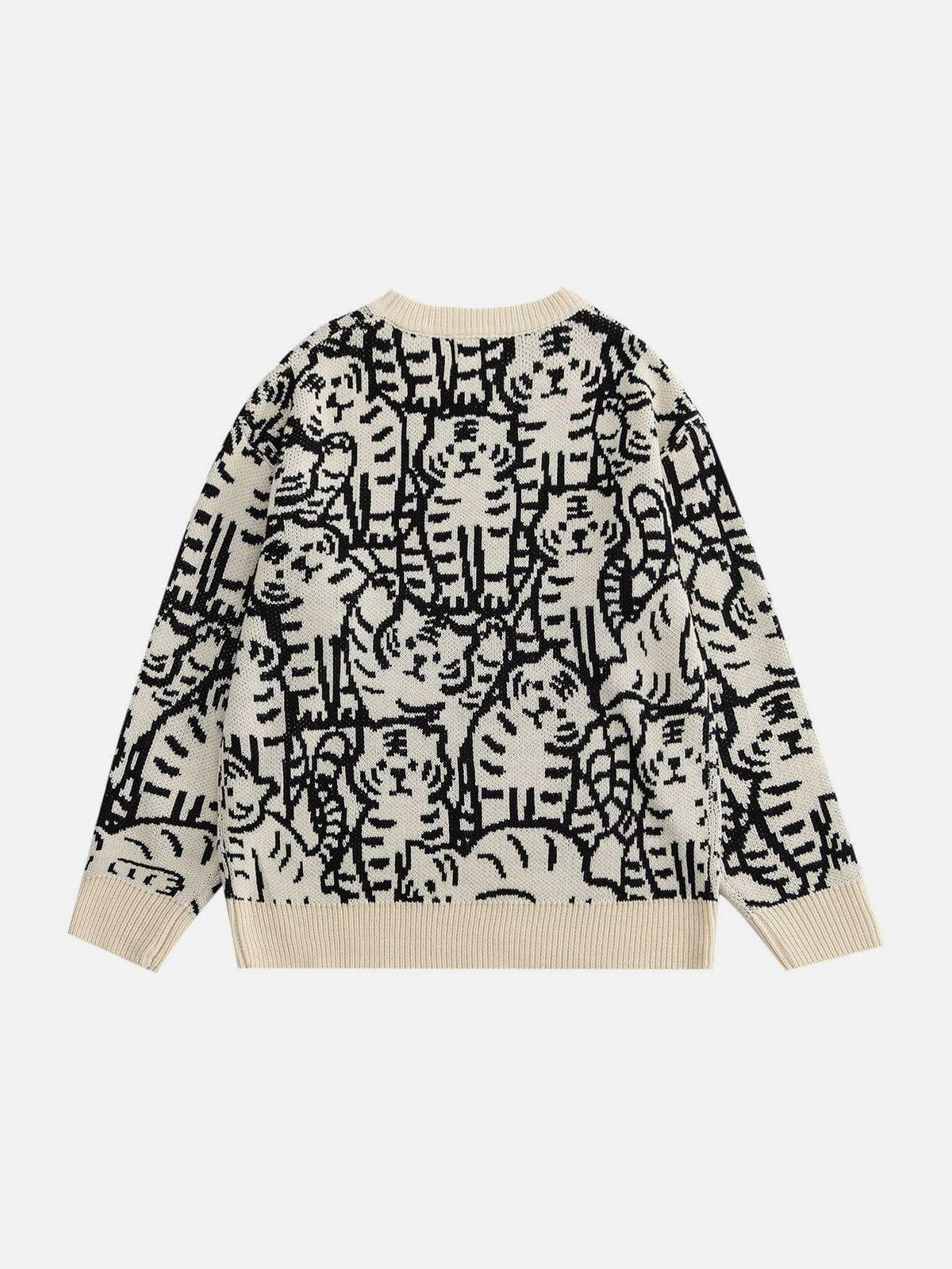 Concert Outfit Tiger Pattern Knit Sweater