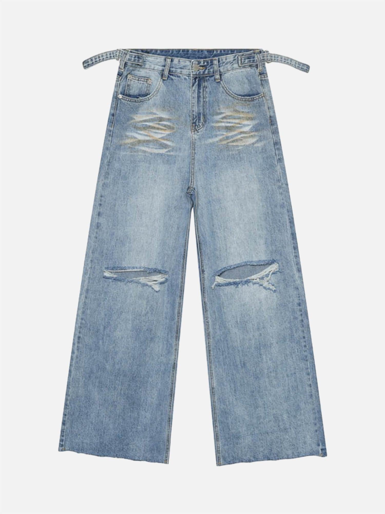 Concert Outfit Trendy Wide-Leg Ripped Jeans