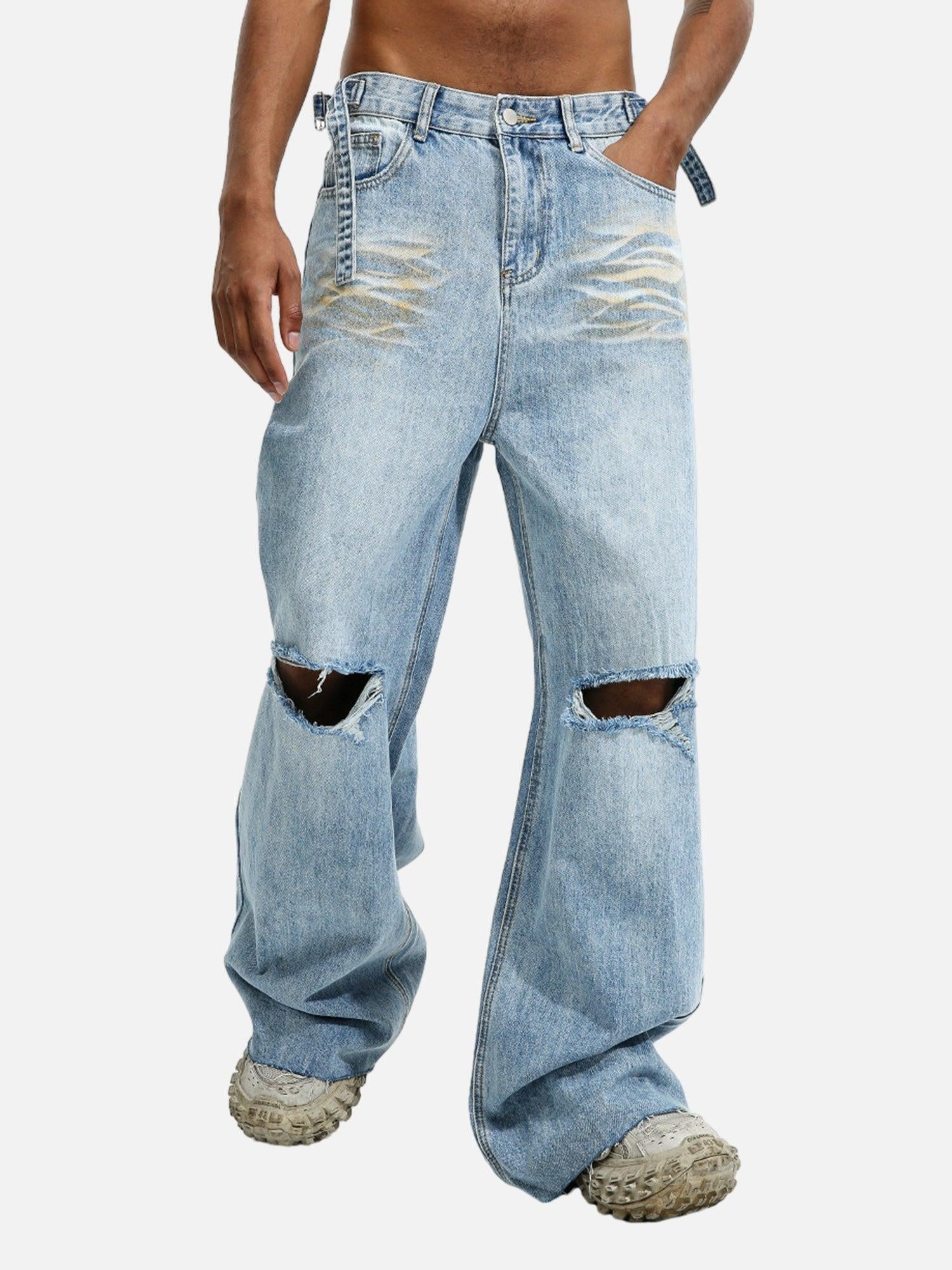 Concert Outfit Trendy Wide-Leg Ripped Jeans