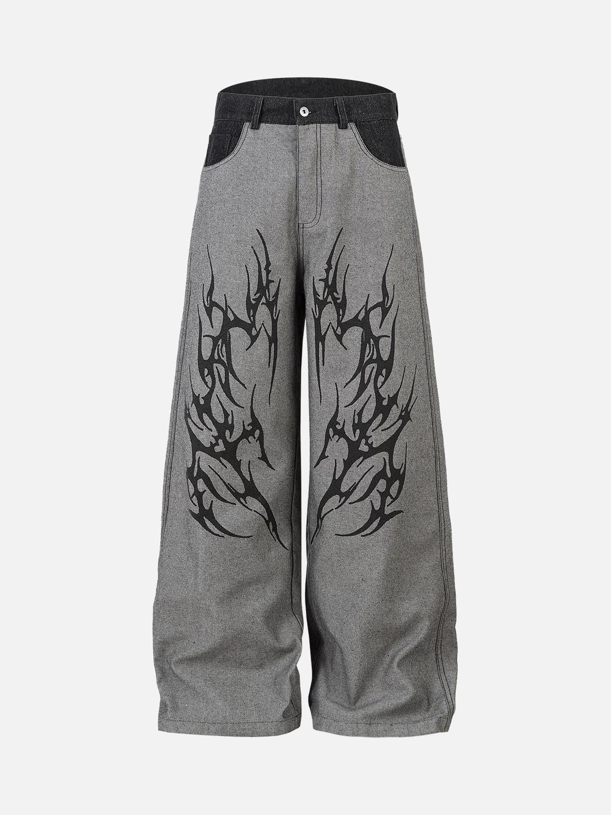 Concert Outfit Tribal Flame Print Baggy Jeans