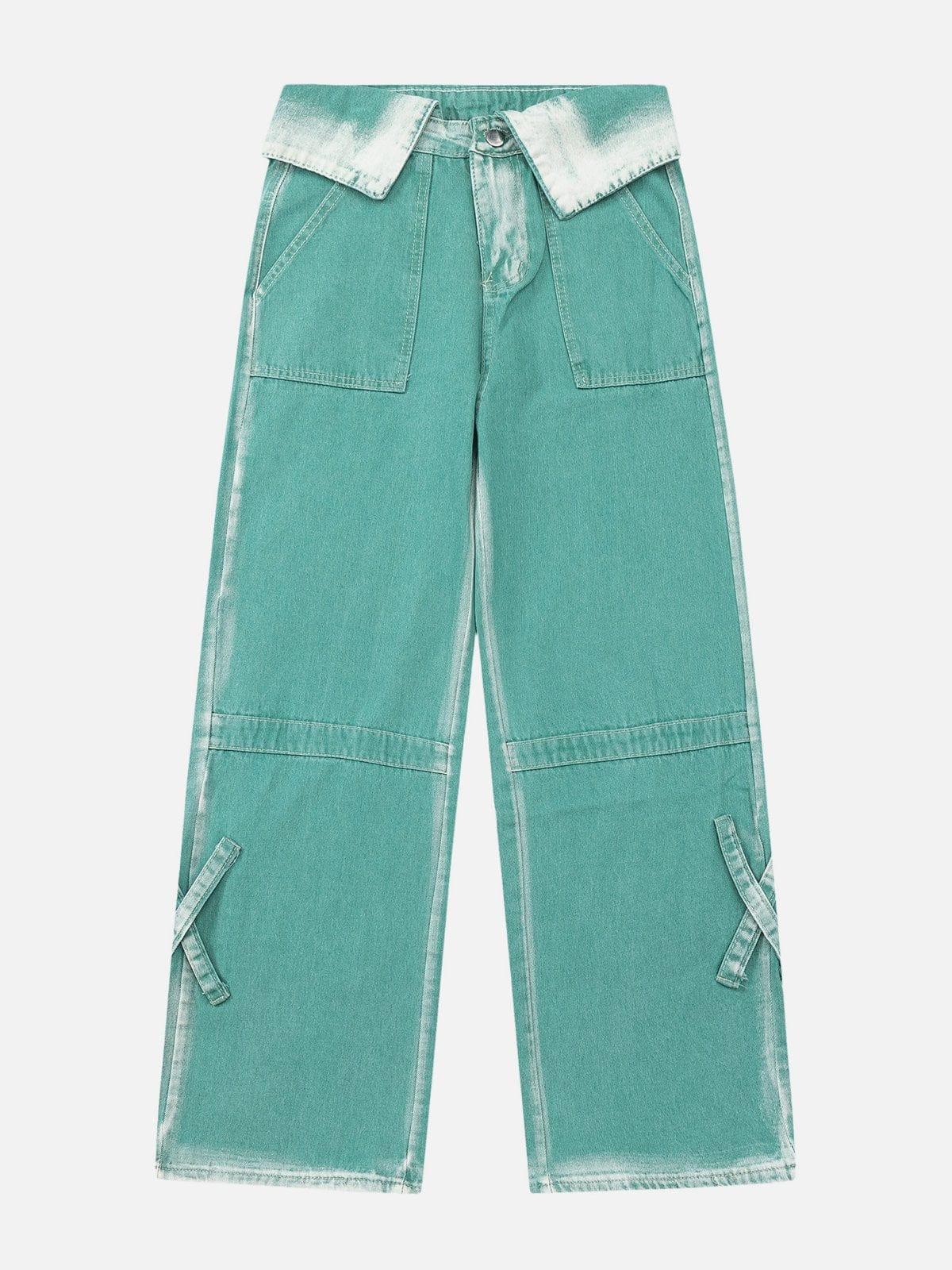 Concert Outfit Turn-Over Waistband Wide-Leg Jeans
