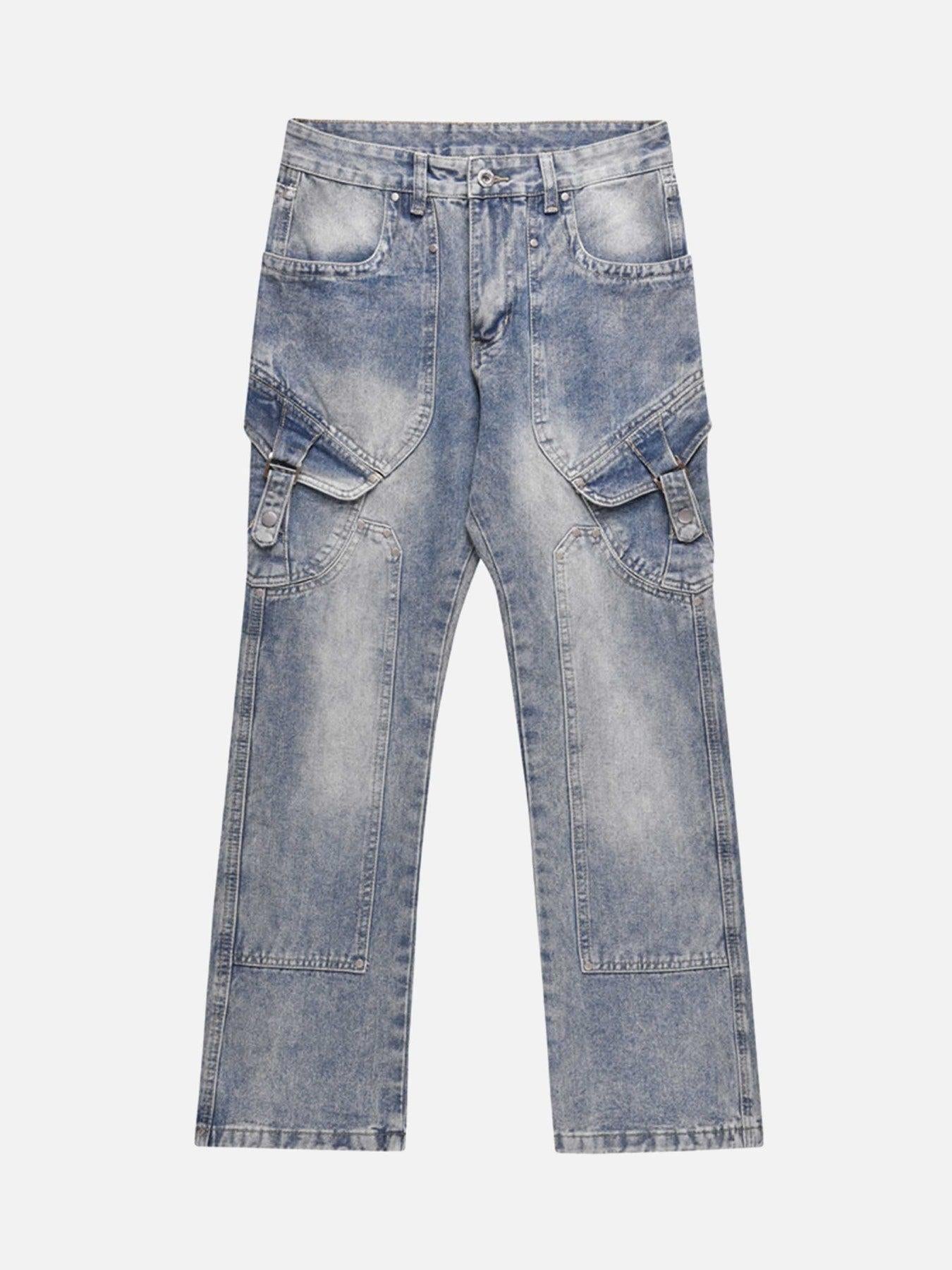 Concert Outfit Versatile Multi-Pocket Straight-Leg Jeans