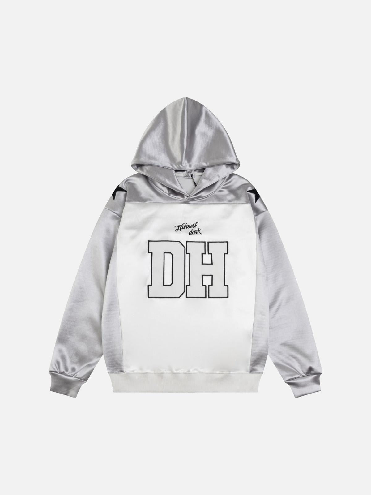 Concert Outfit Vintage Collision Color Letter Embroidery Hoodie