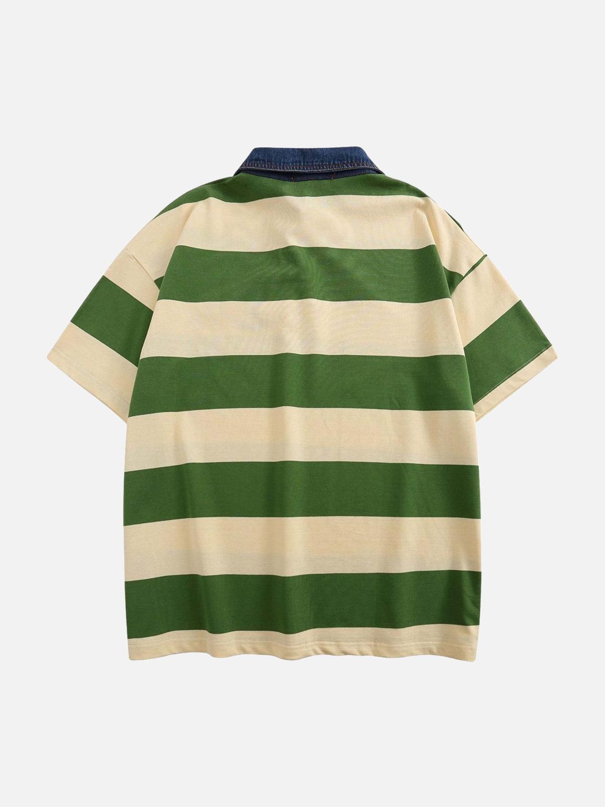 Concert Outfit Vintage Color Striped Polo Shirt