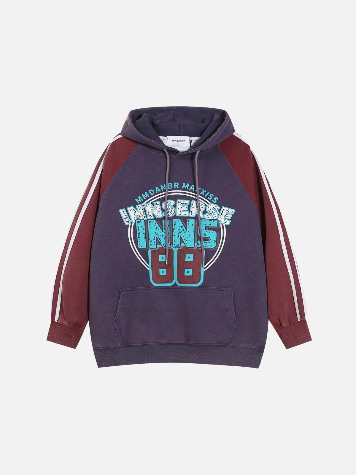 Concert Outfit Vintage Contrast Color Panel Hoodie