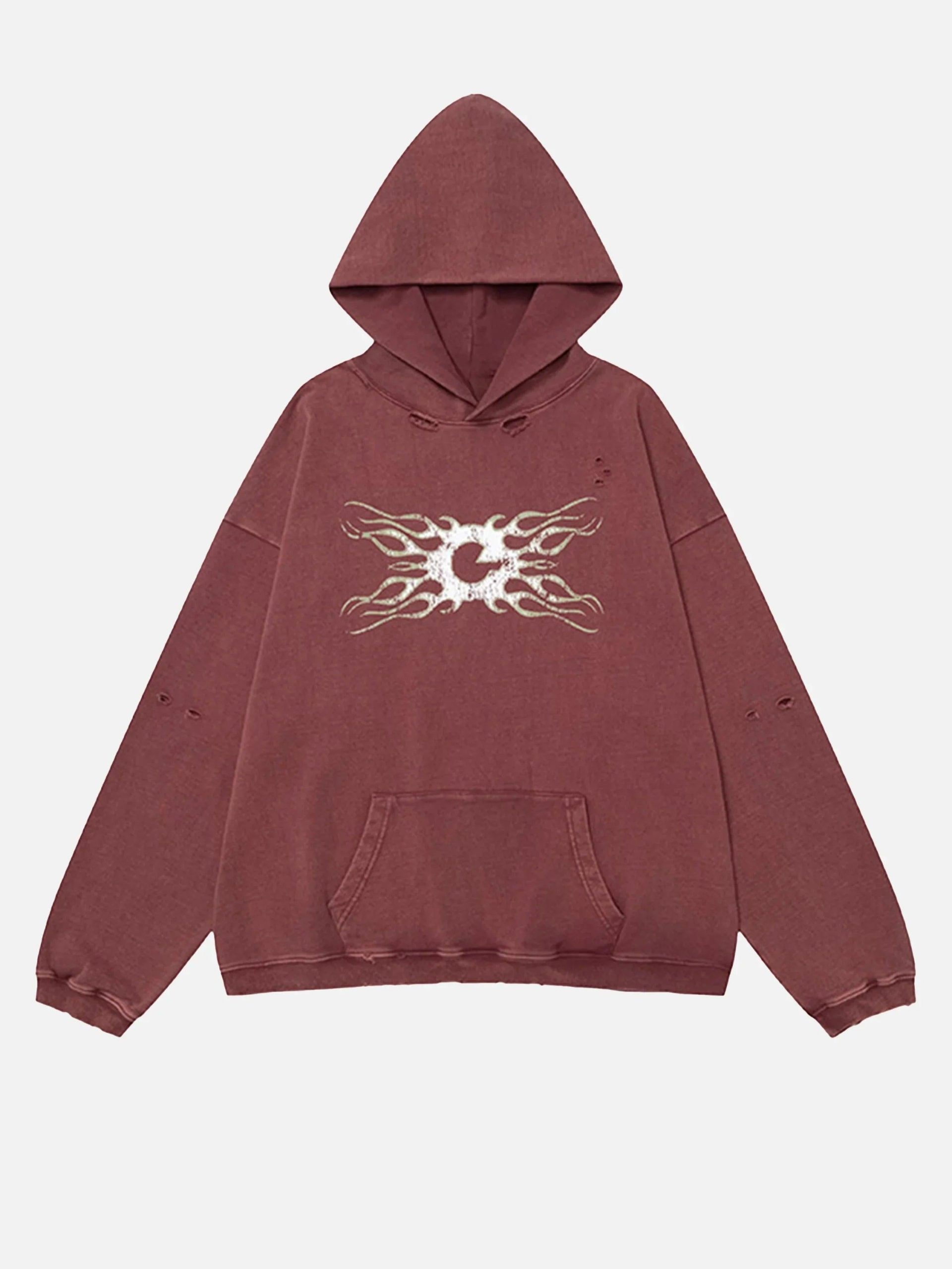 Concert Outfit Vintage Distressed Color Oversize Hoodie