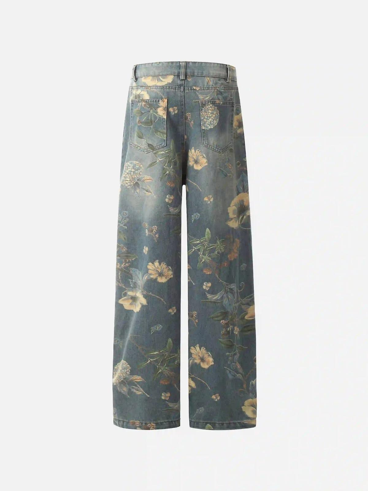 Concert Outfit Vintage Distressed Floral Jeans
