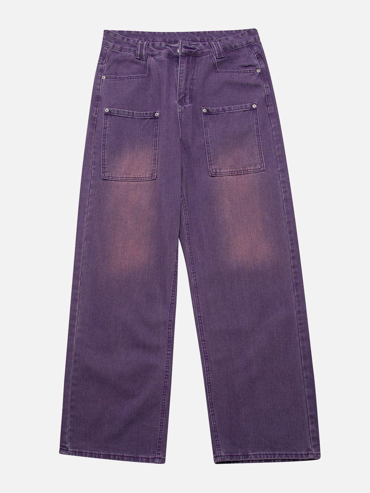 Concert Outfit Vintage Distressed Large Pocket Jeans