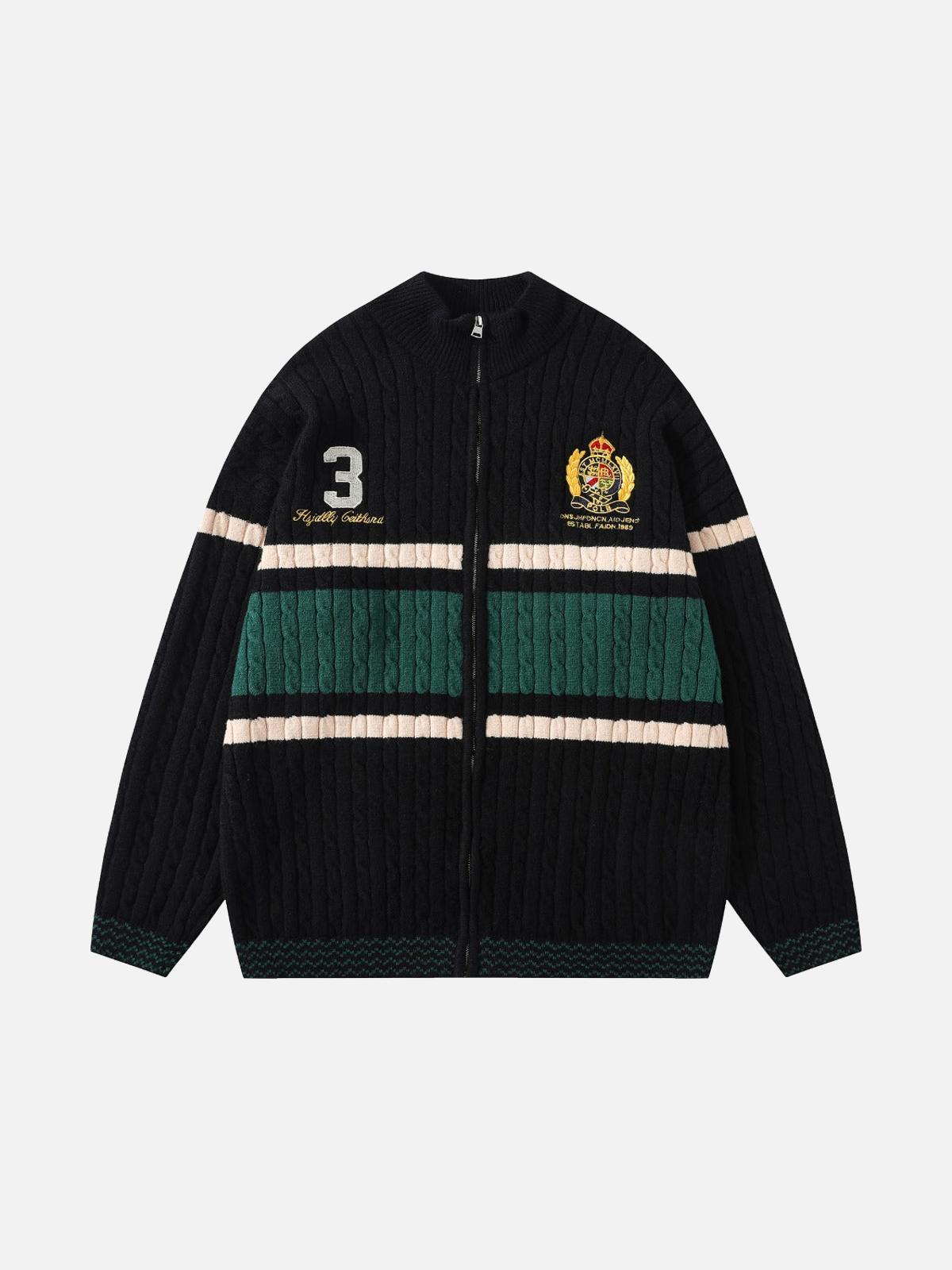 Concert Outfit Vintage Embroidery Collision Color Leisure Sweater