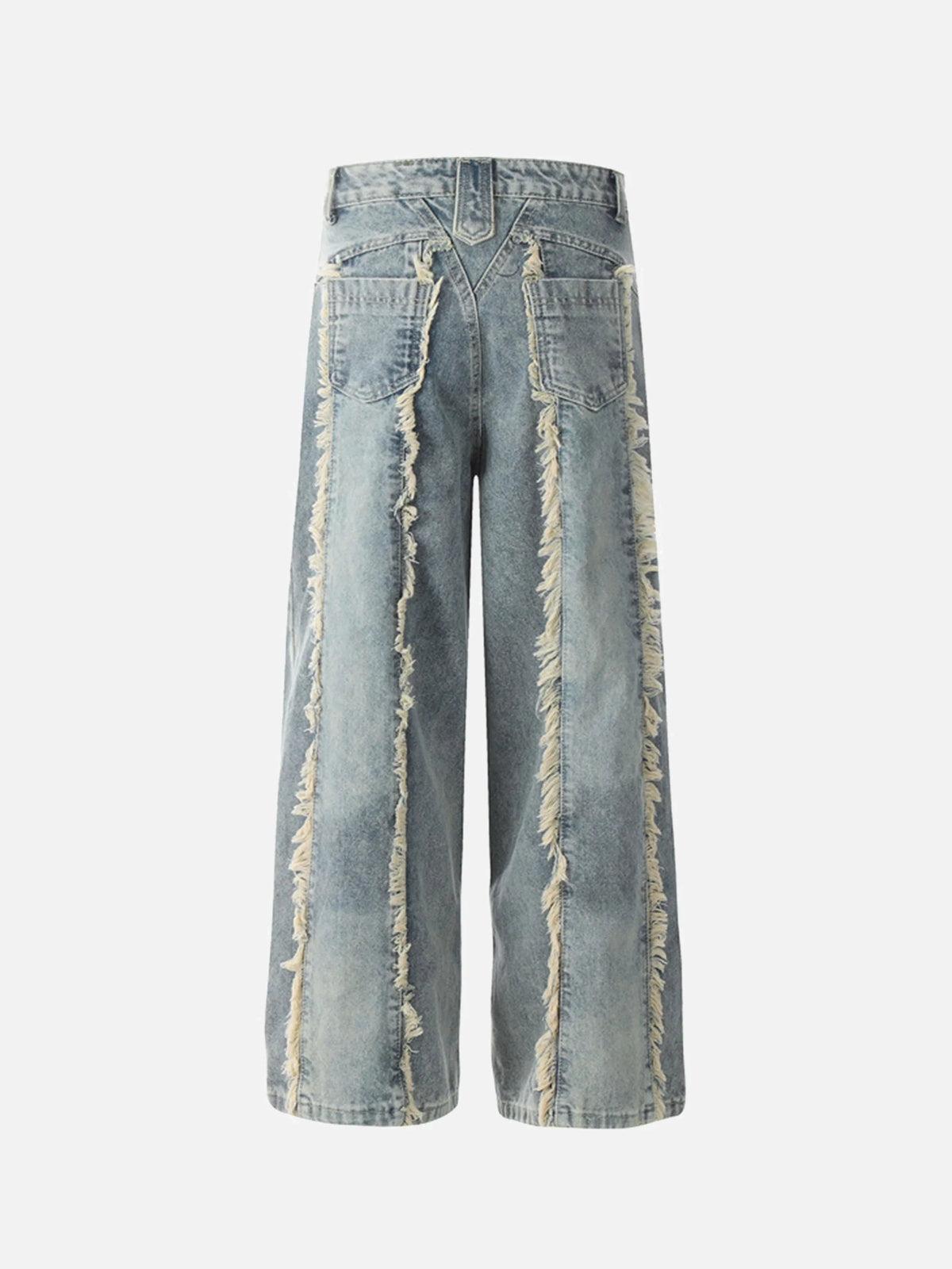 Concert Outfit Vintage Fringed Raw-Edge Jeans