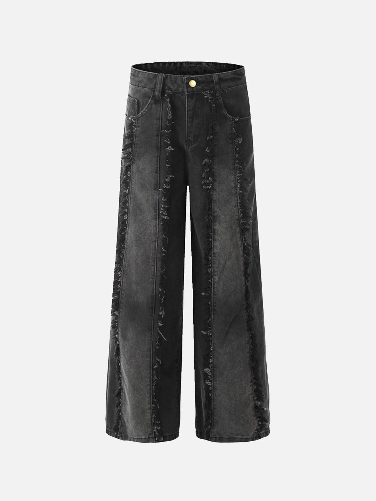 Concert Outfit Vintage Fringed Raw-Edge Jeans