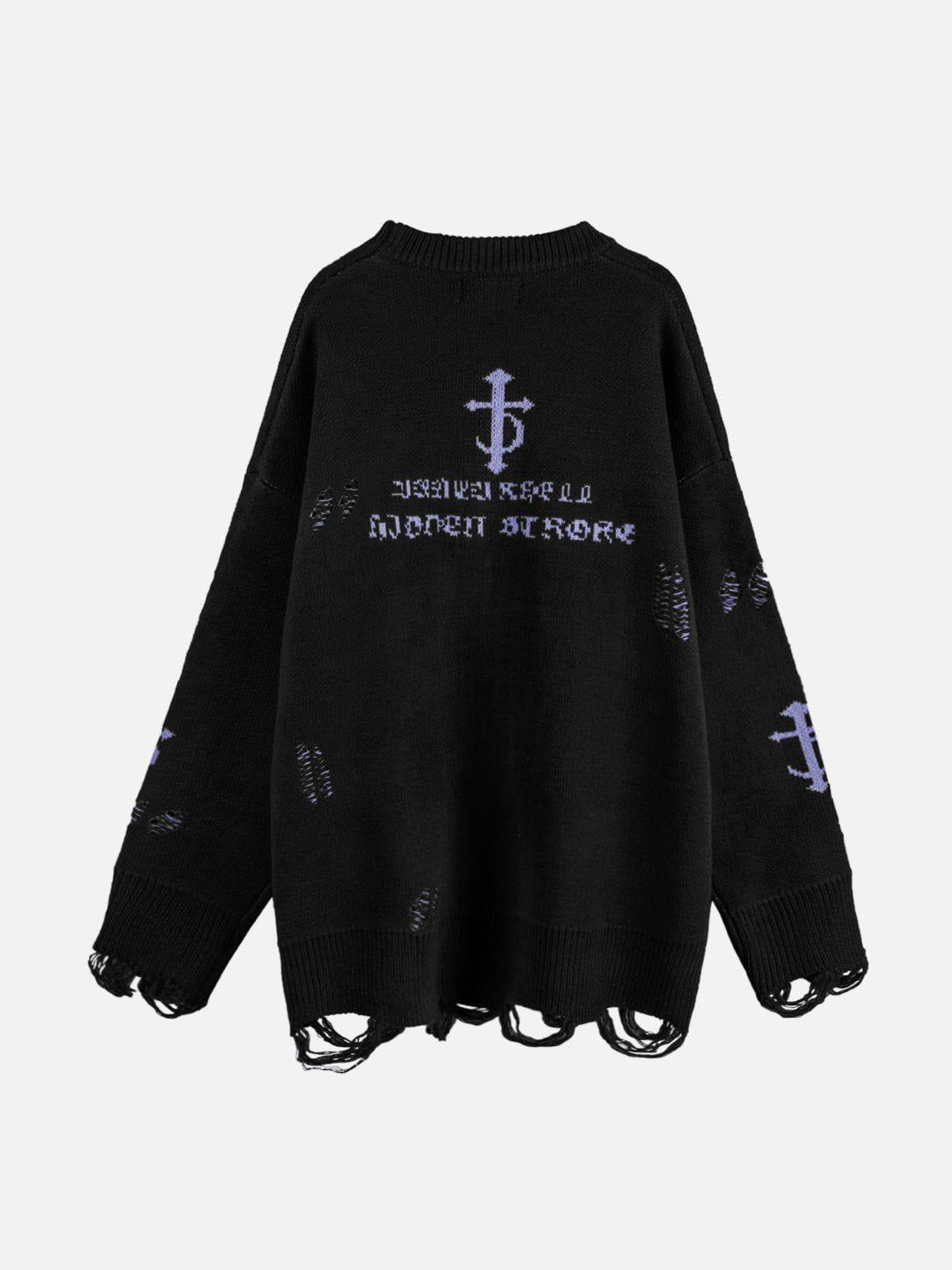 Concert Outfit Vintage Gothic Ripped Sweater