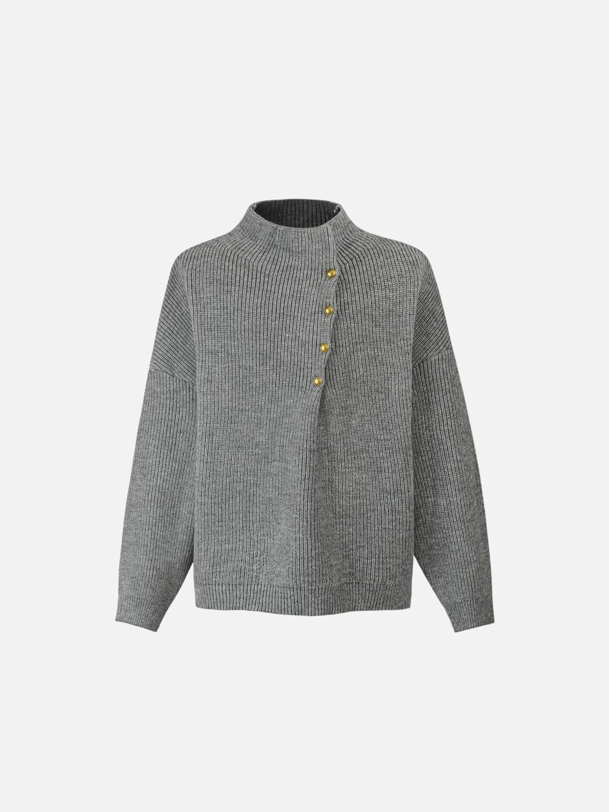 Concert Outfit Vintage High-Neck Button Leisure Sweater