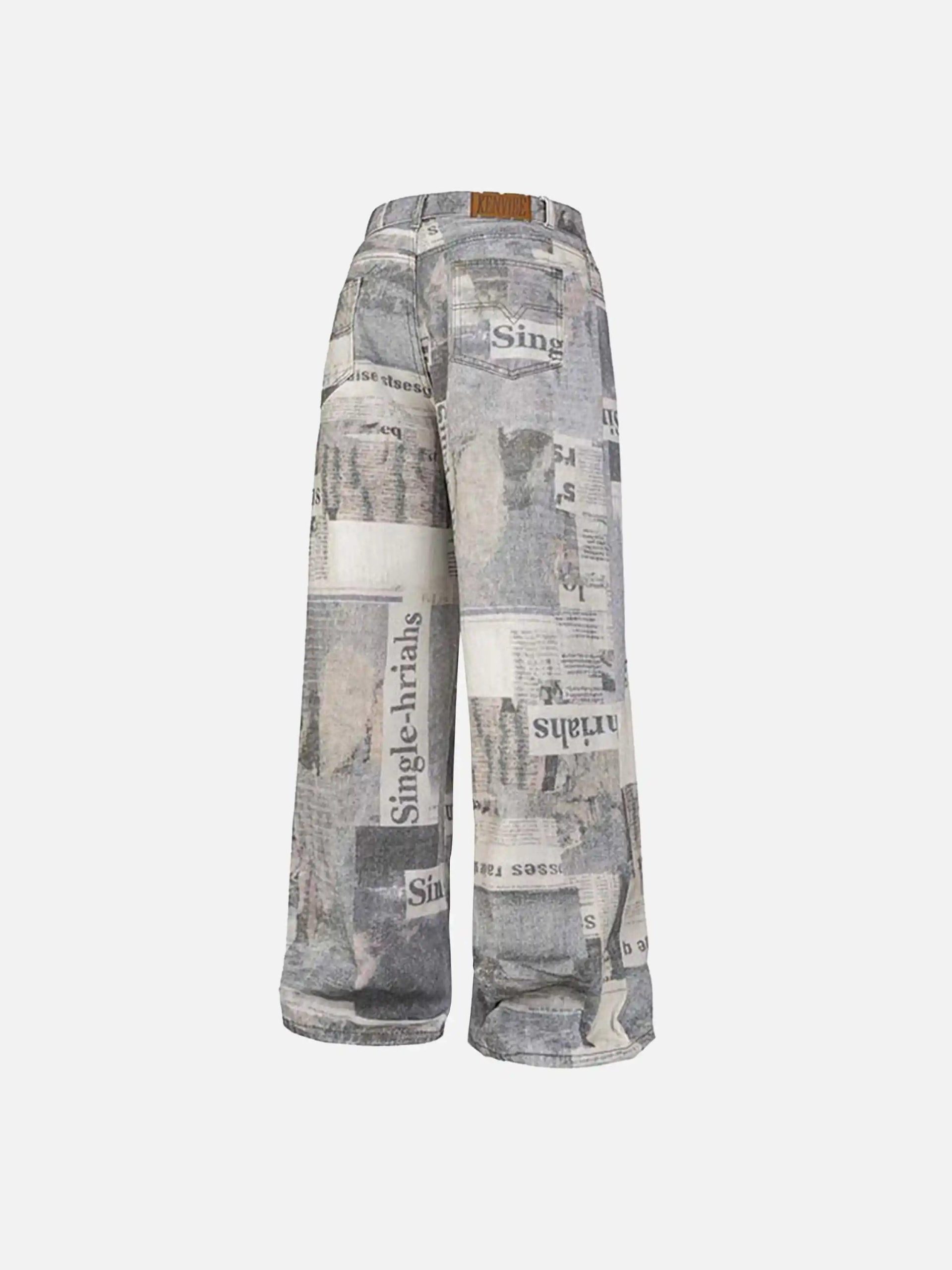 Concert Outfit Vintage Newspaper Digital Print Pants