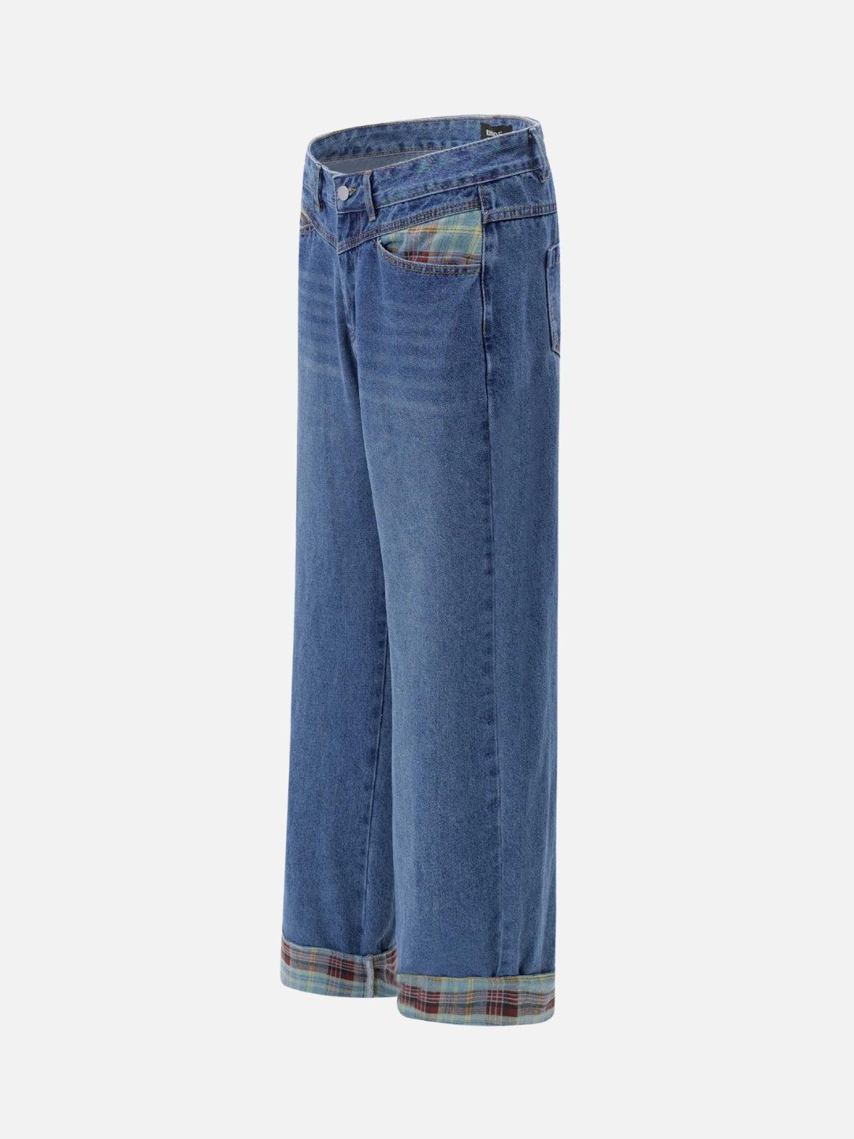 Concert Outfit Vintage Plaid Cuffed Jeans