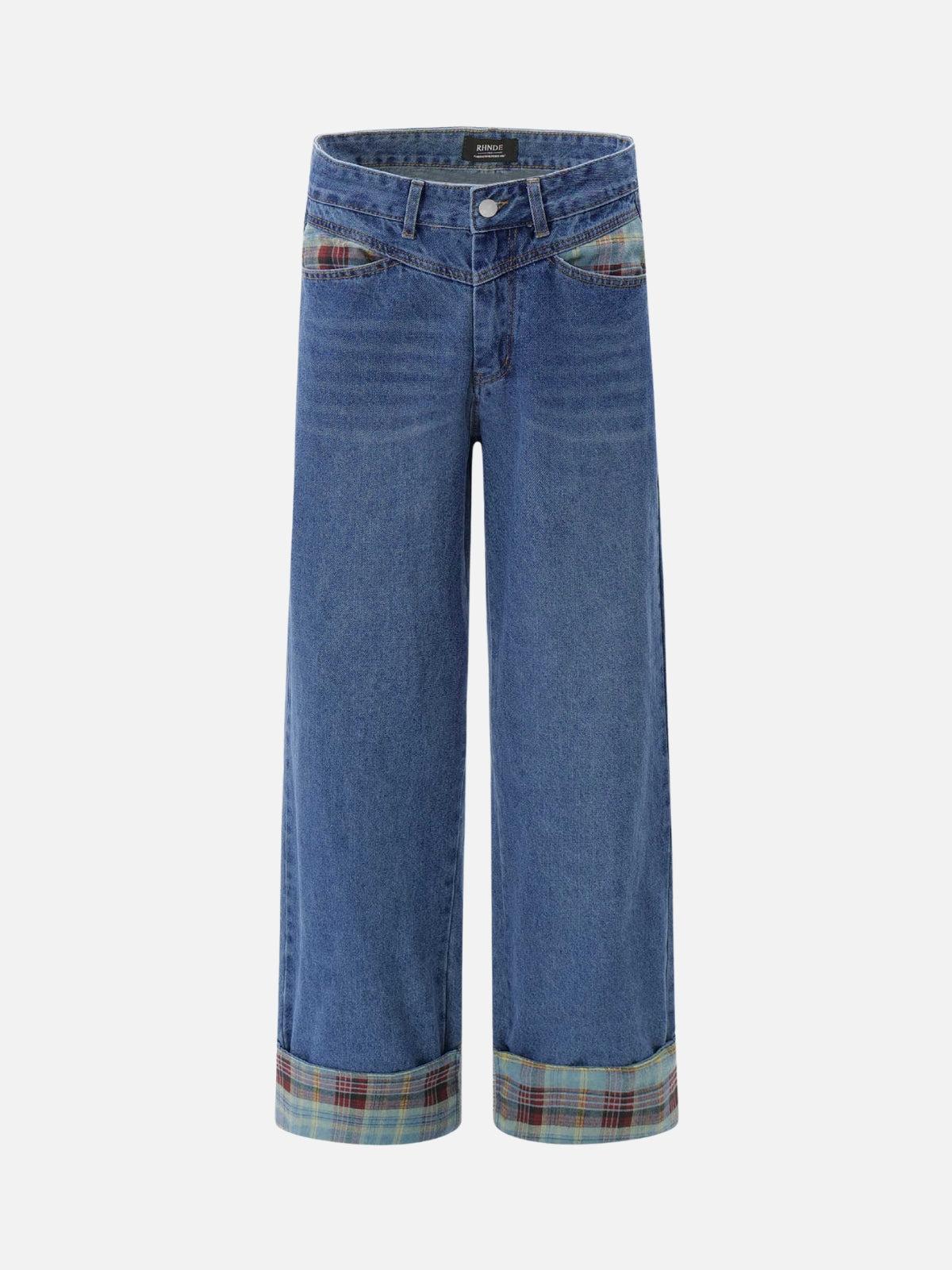 Concert Outfit Vintage Plaid Cuffed Jeans