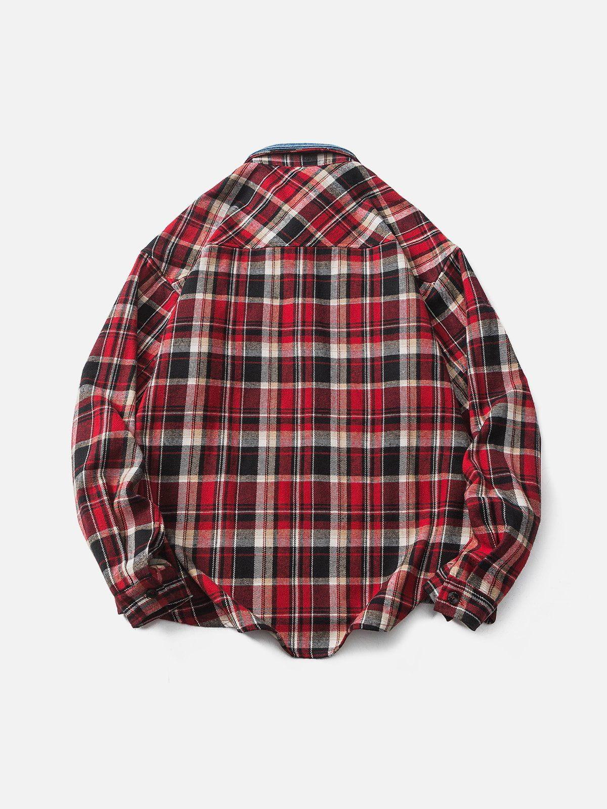 Concert Outfit Vintage Plaid Long-Sleeved Shirt