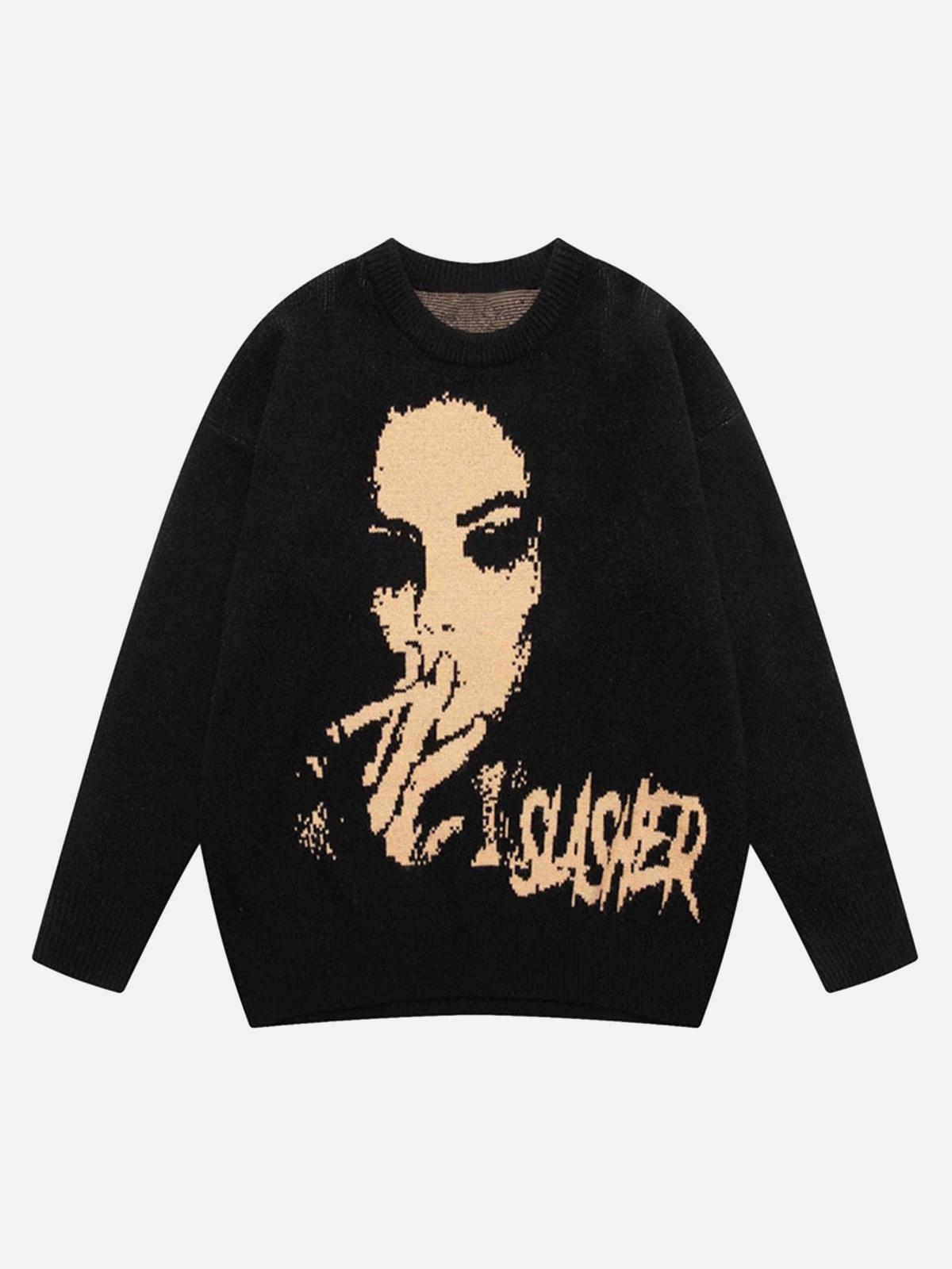 Concert Outfit Vintage Portrait Knit Sweater