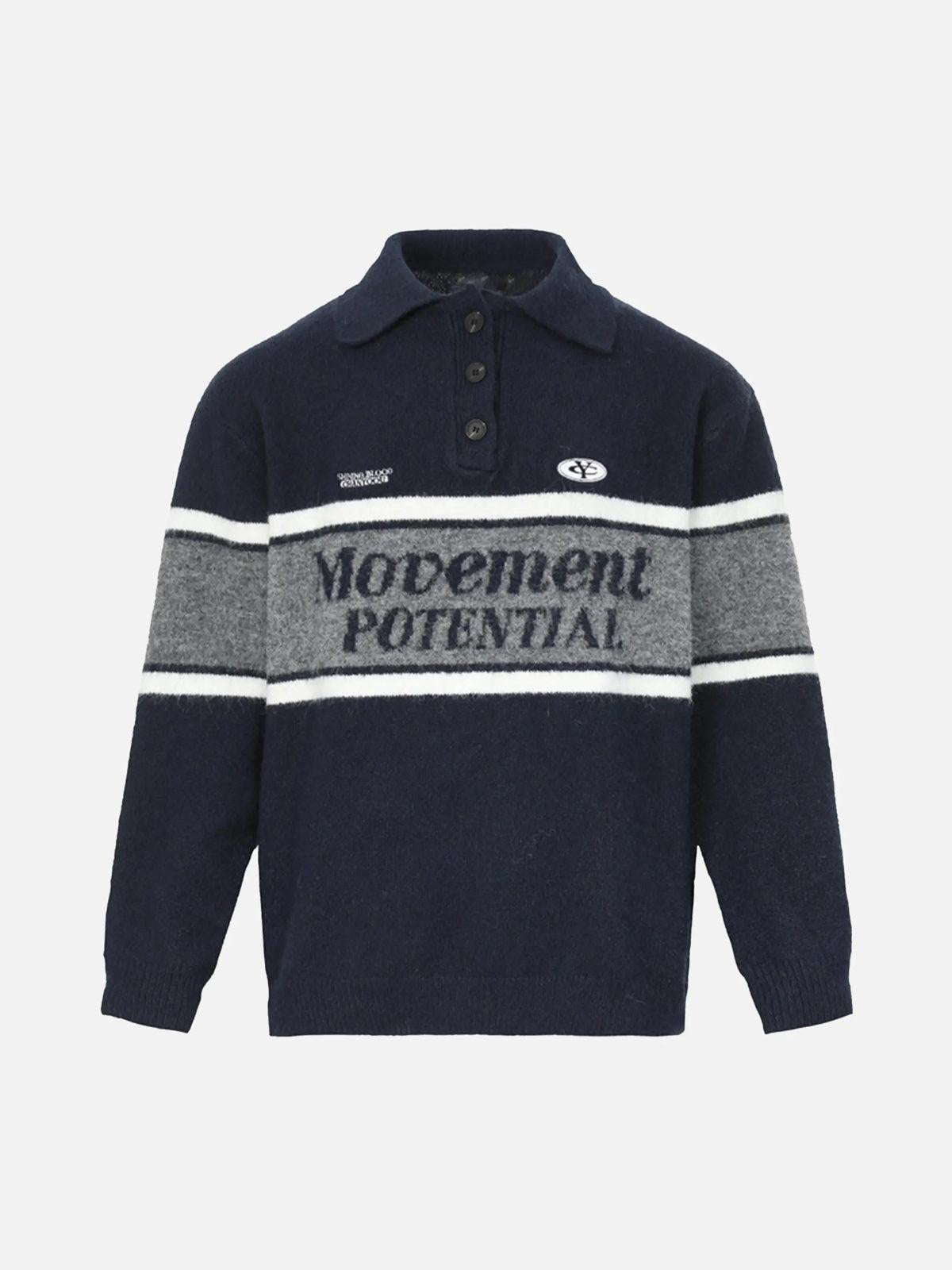Concert Outfit Vintage Preppy Colorblock Lapel Sweater
