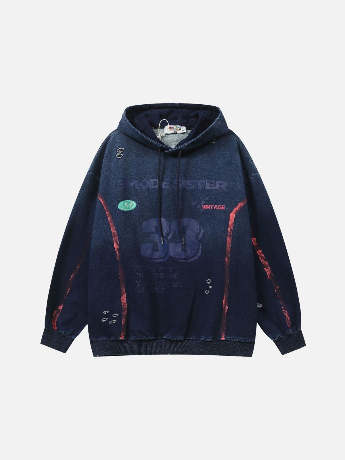 Concert Outfit Vintage Print hole Academic Style Hoodie