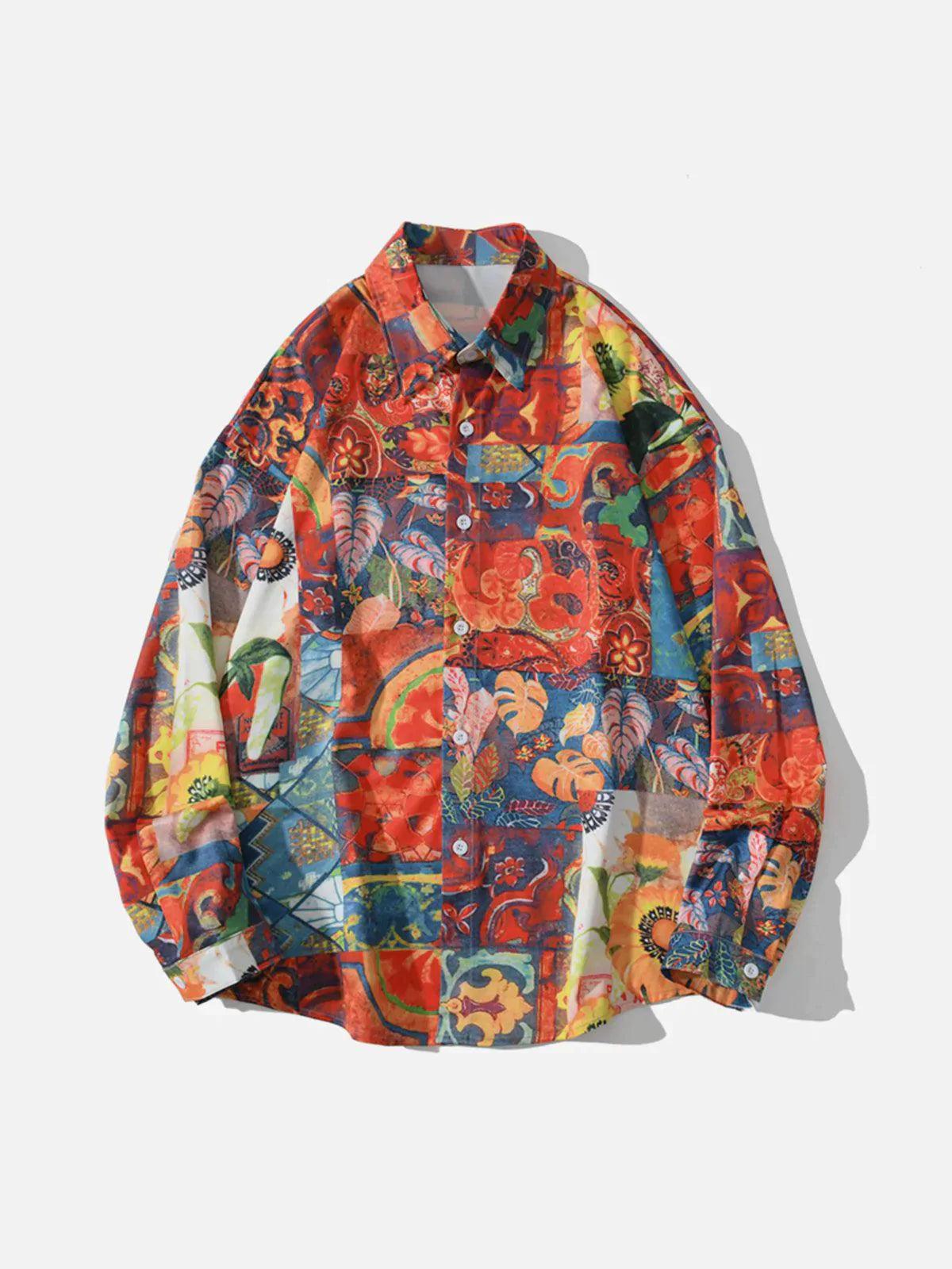 Concert Outfit Vintage Print Long-Sleeved Shirt