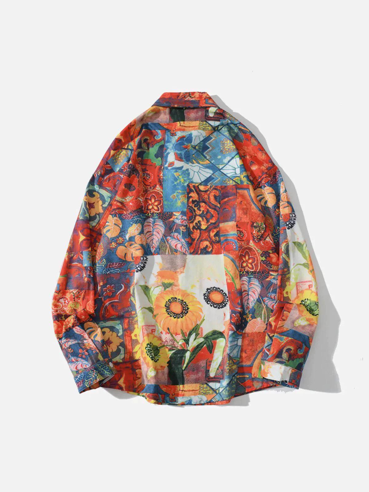 Concert Outfit Vintage Print Long-Sleeved Shirt