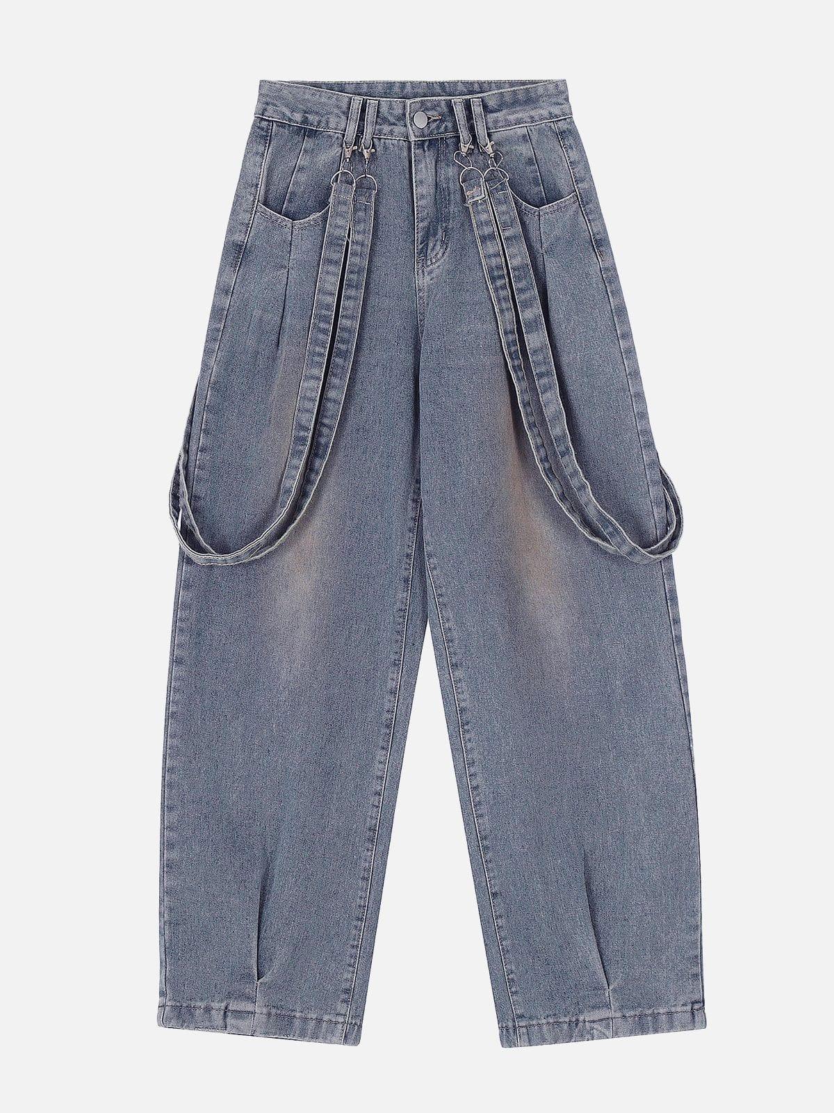 Concert Outfit Vintage Solid Double Strap Jeans