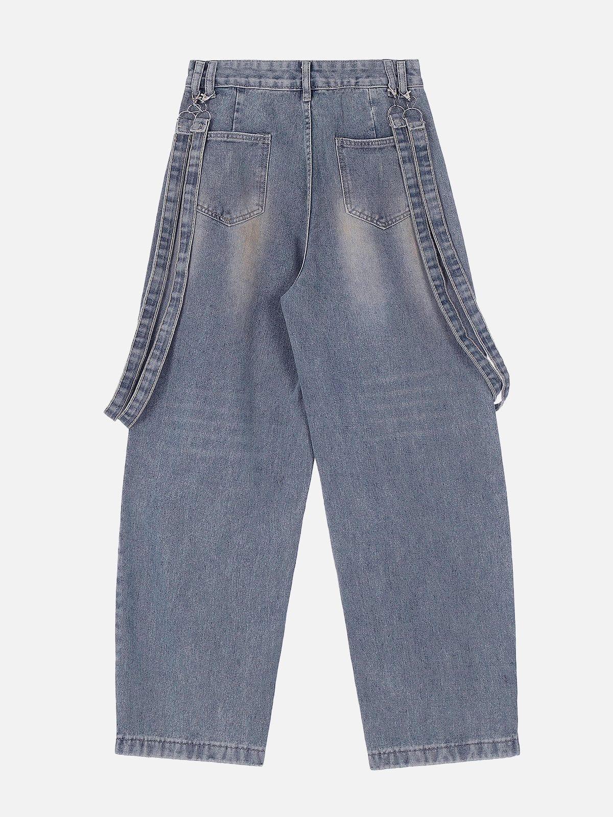 Concert Outfit Vintage Solid Double Strap Jeans