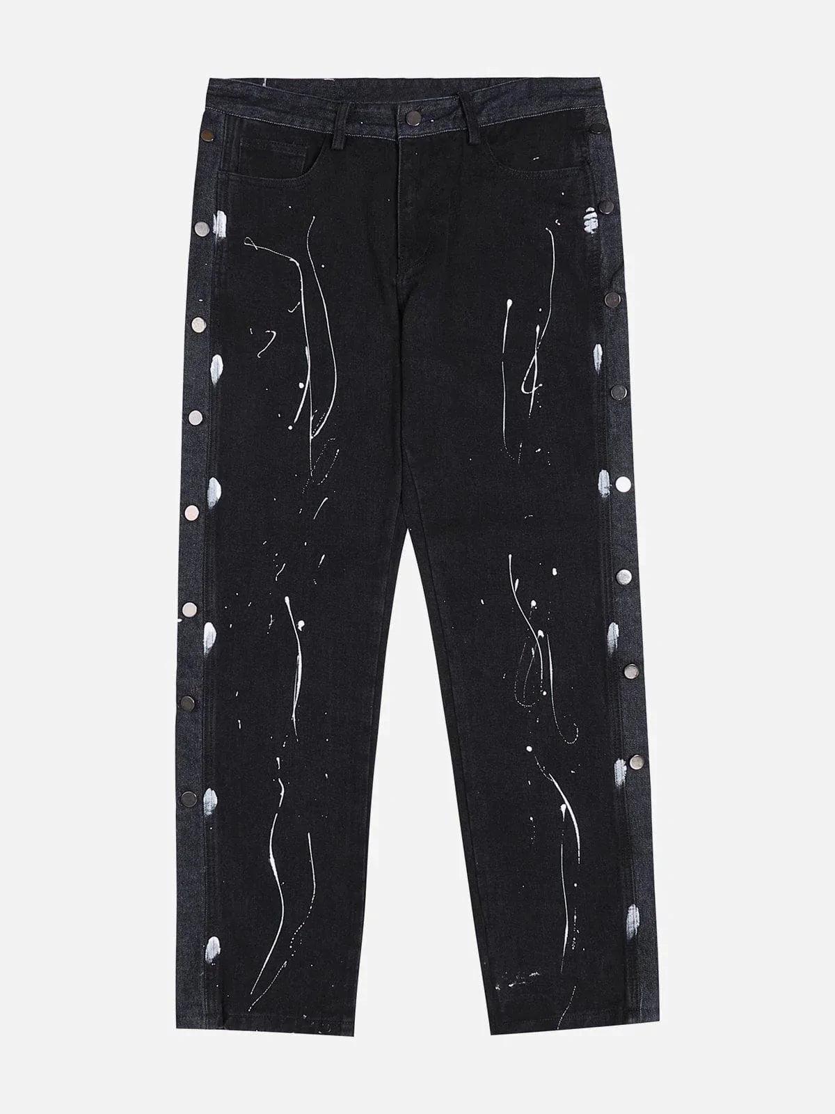 Concert Outfit Vintage Splash Ink Breasted Jeans