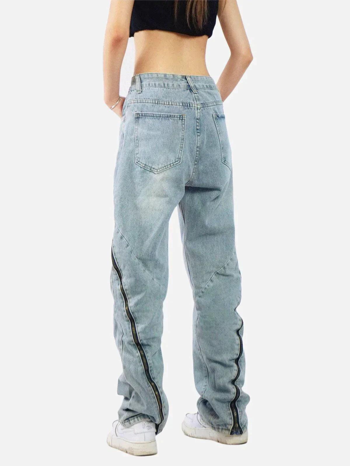 Concert Outfit Vintage Wash Adjustable Zip Jeans