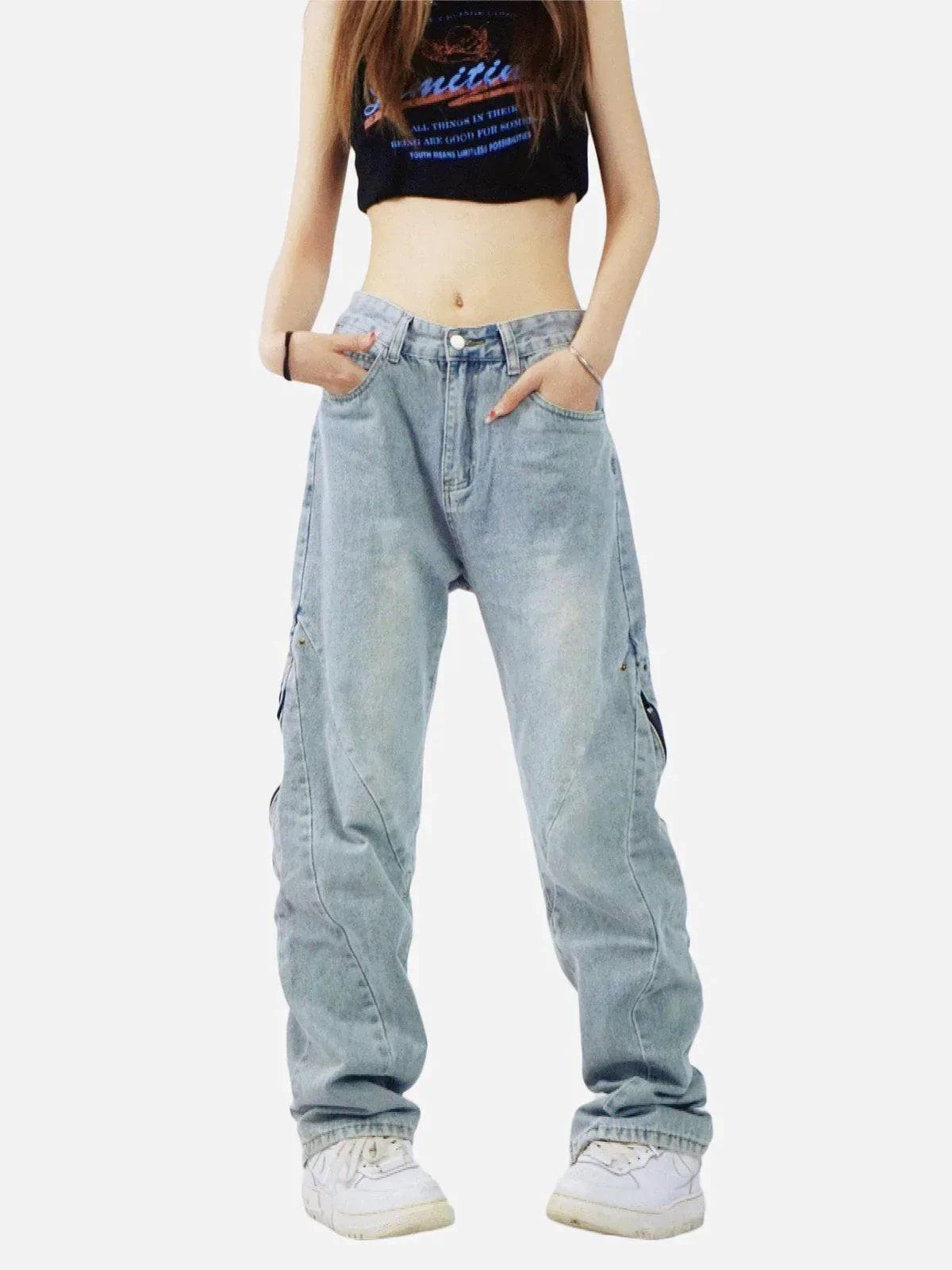 Concert Outfit Vintage Wash Adjustable Zip Jeans
