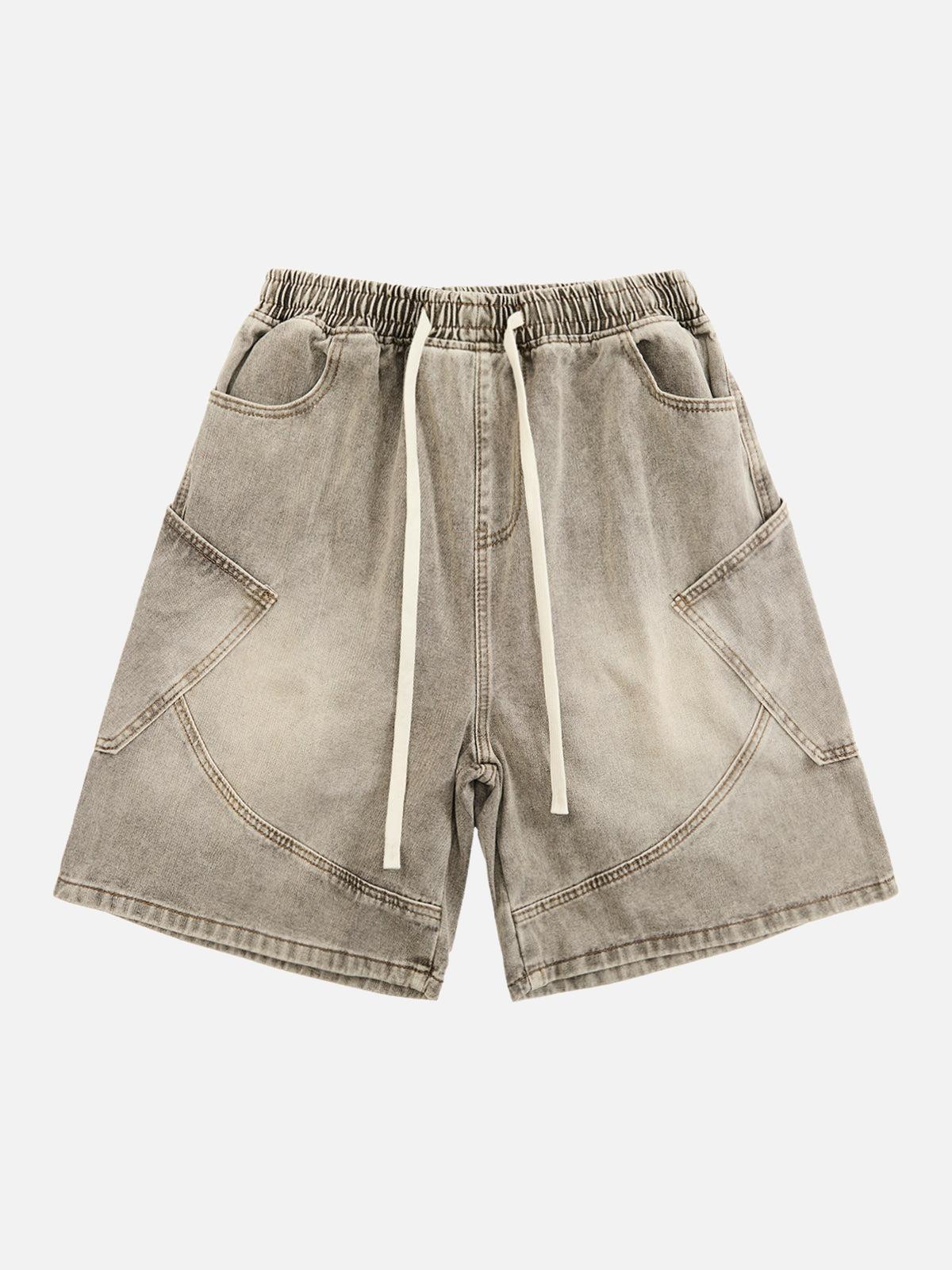 Concert Outfit Vintage Wash Deconstructed Drawstring Denim Shorts