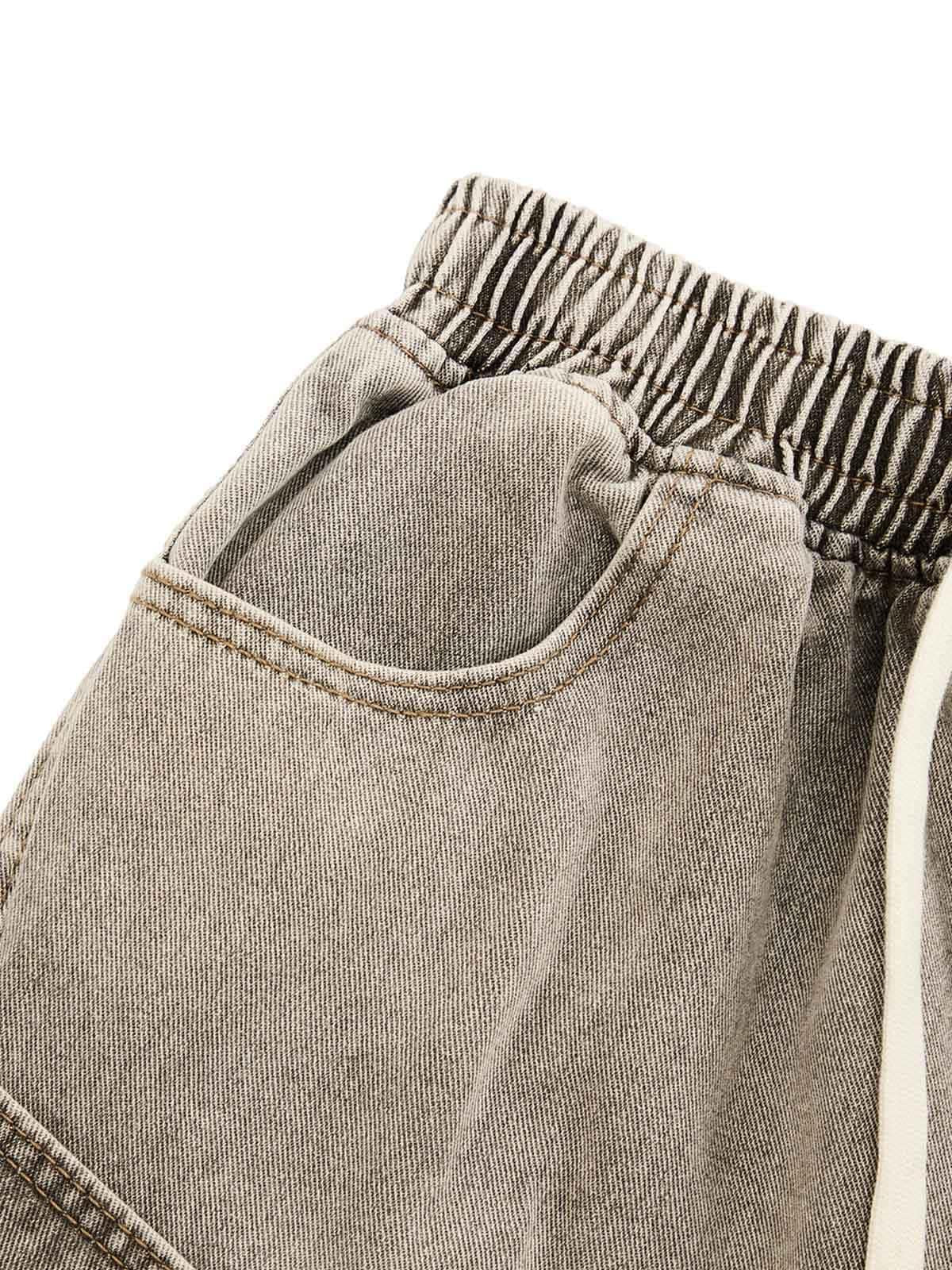 Concert Outfit Vintage Wash Deconstructed Drawstring Denim Shorts