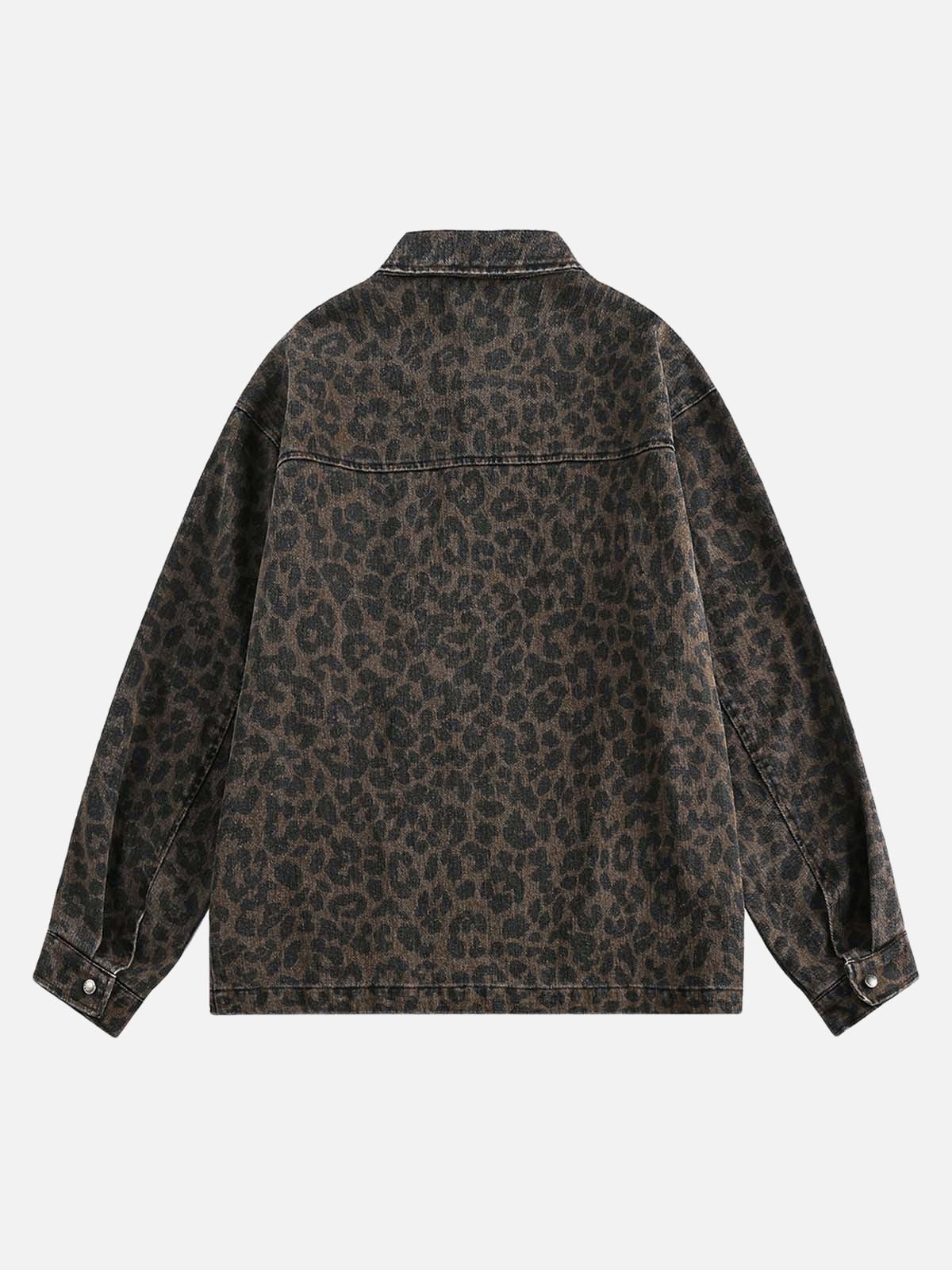 Concert Outfit Vintage Washed Cheetah Denim Jacket