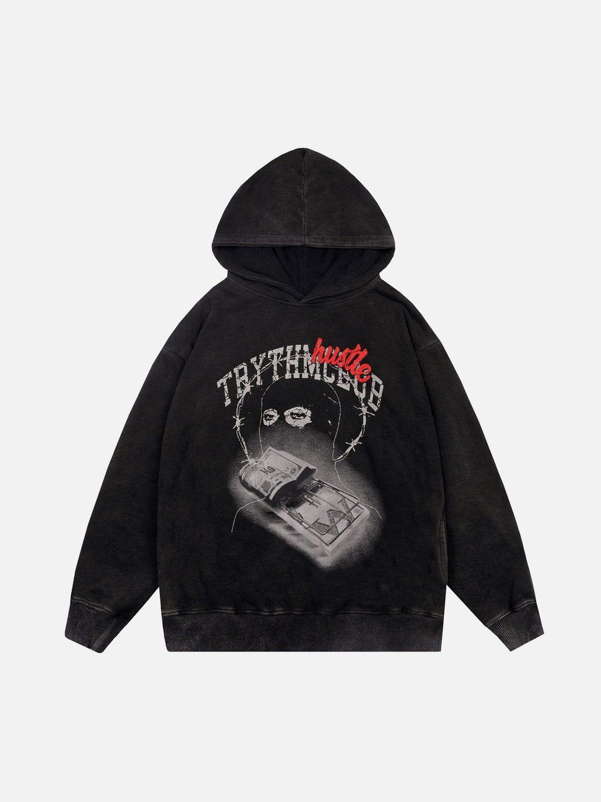 Concert Outfit Vintage Washed Dark Print Hoodie