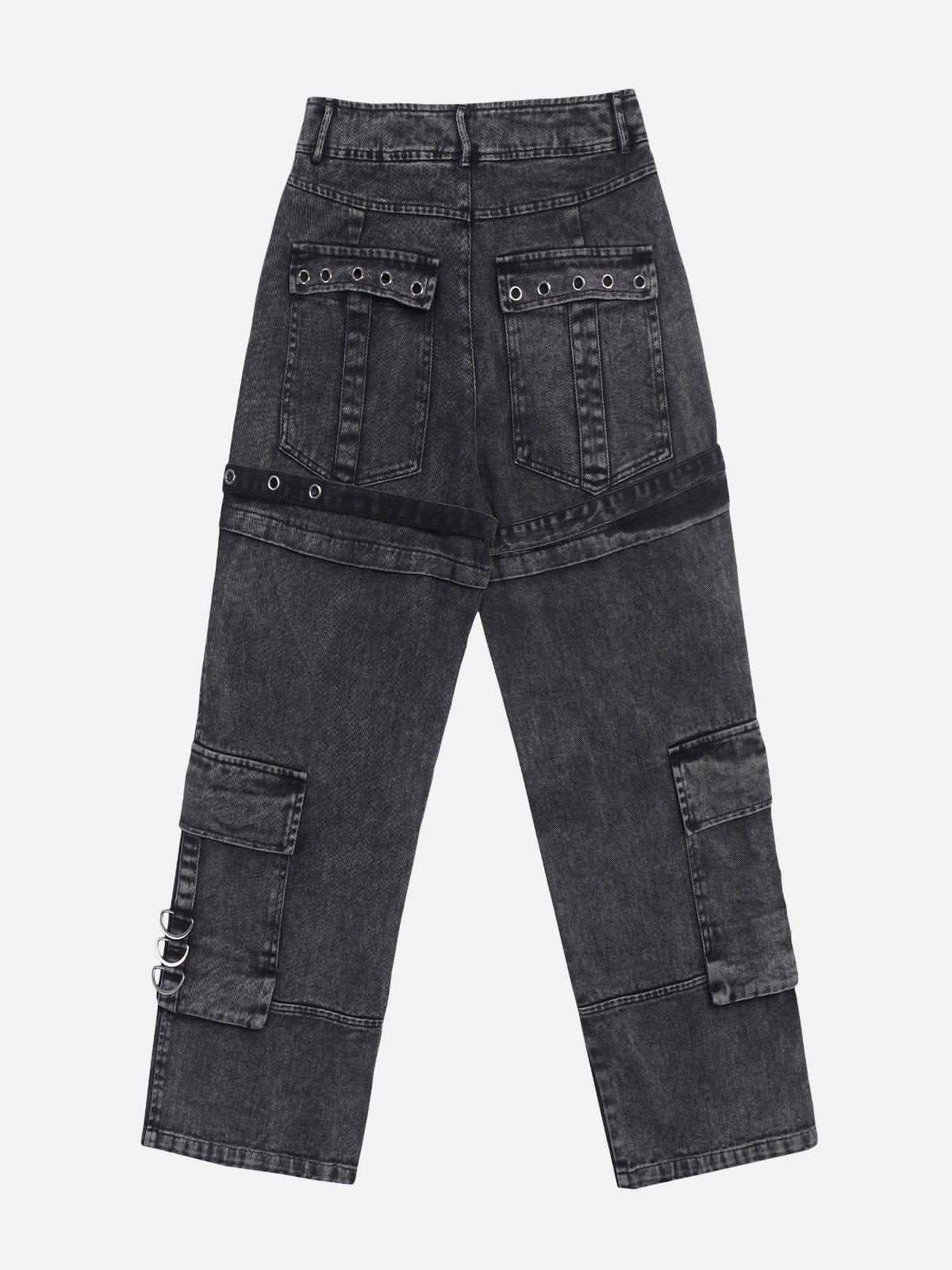 Concert Outfit Vintage Washed Denim Cargo Jeans