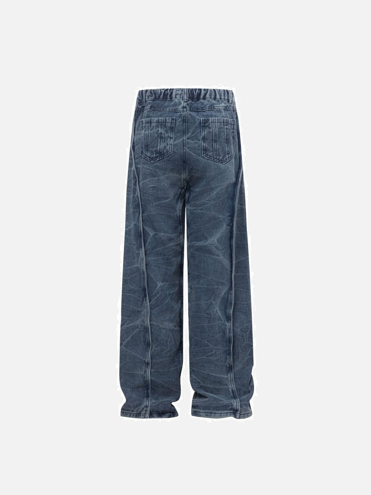 Concert Outfit Vintage Washed Irregular Stitching Jeans