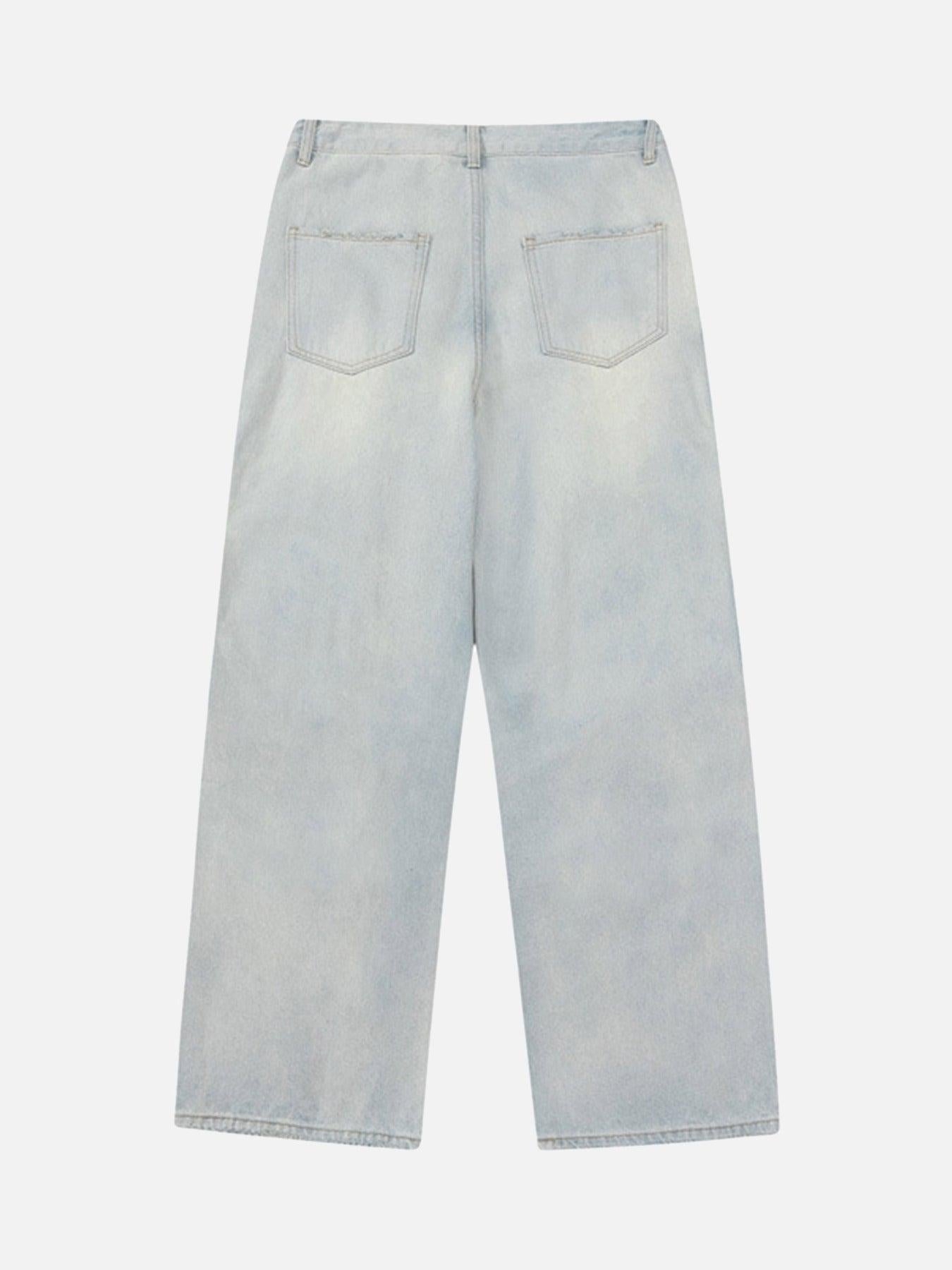 Concert Outfit Vintage Washed Multi-Pocket Work Jeans