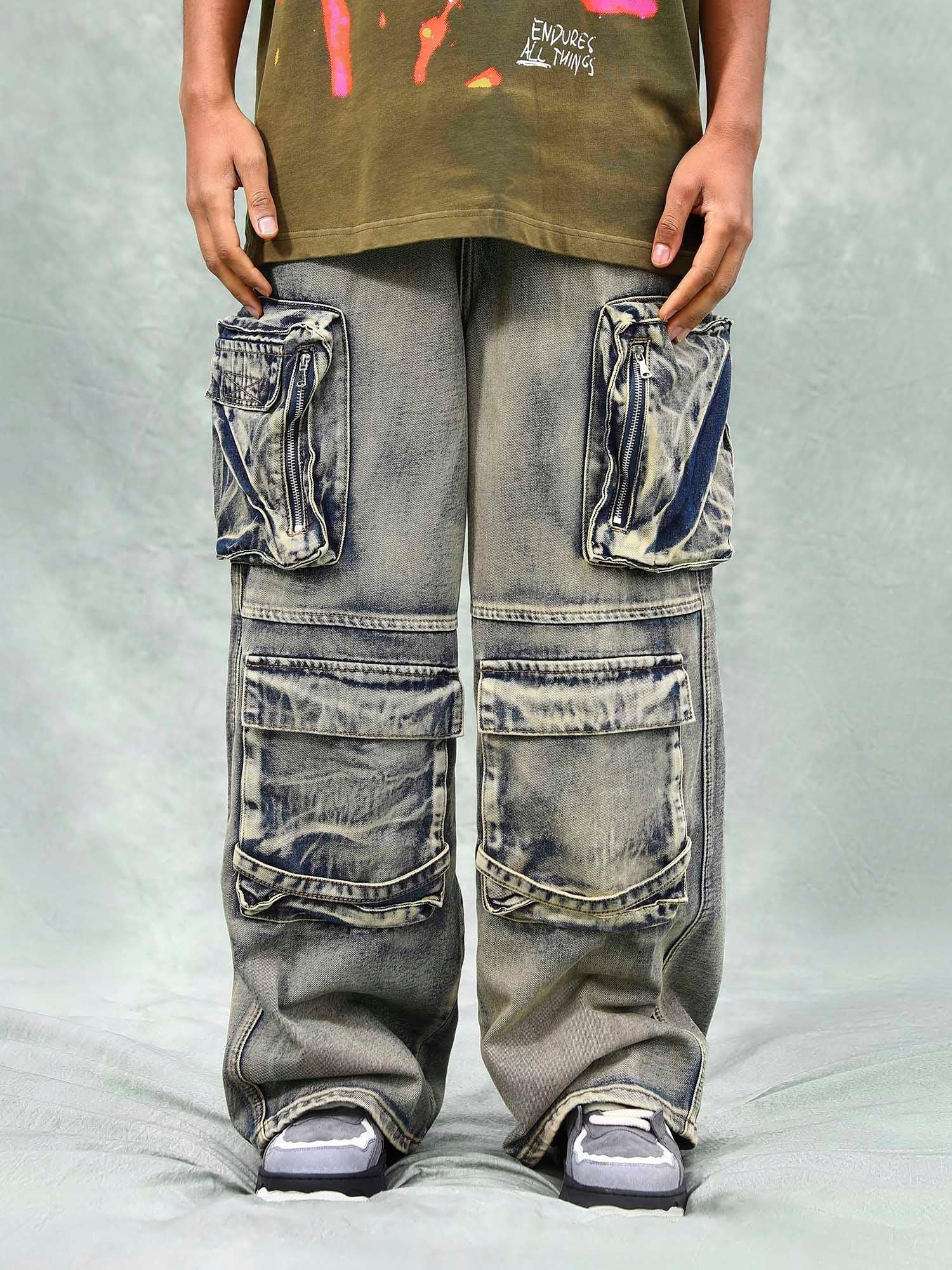 Concert Outfit Vintage Washed Multifunctional Denim Overalls