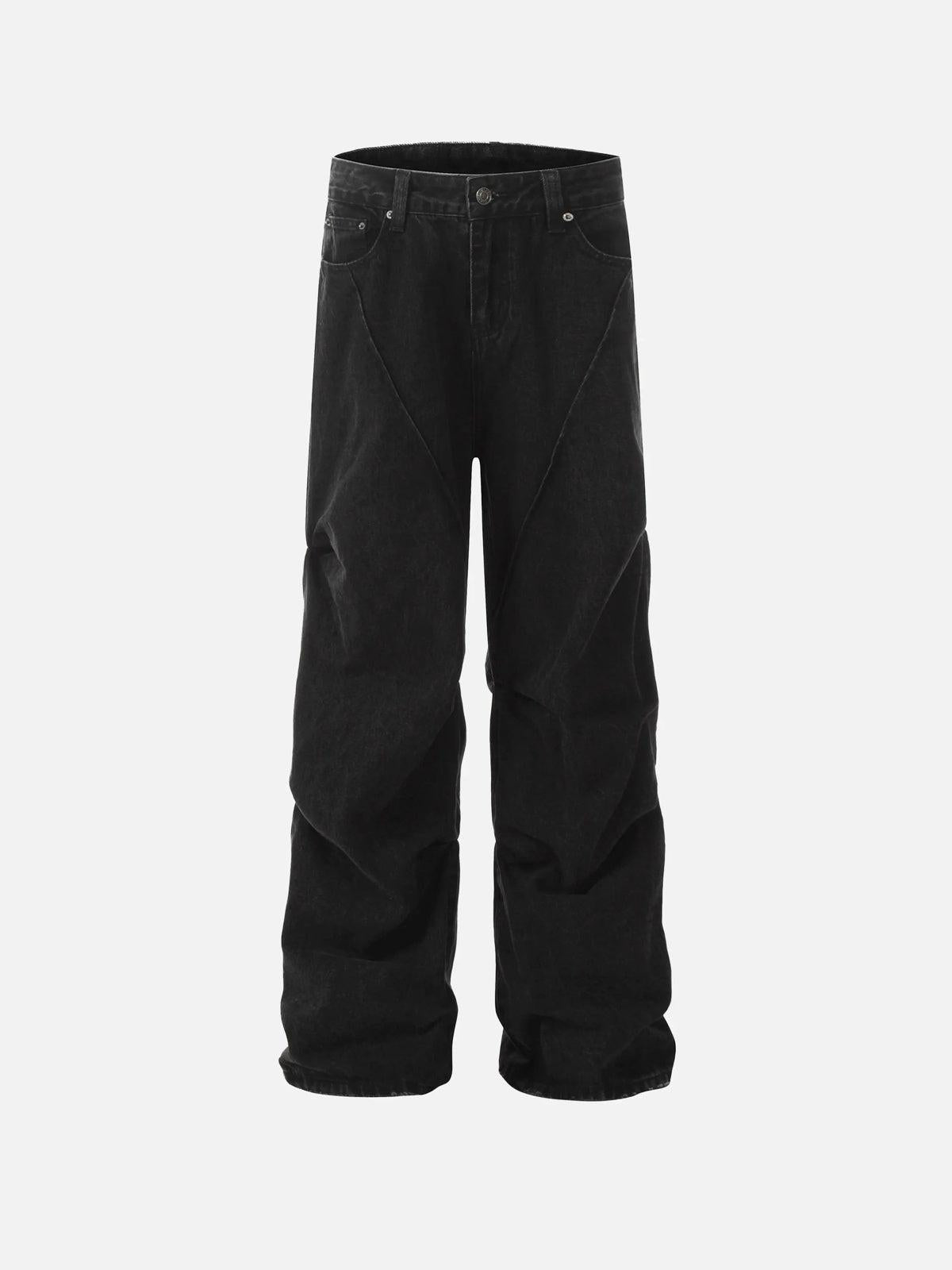 Concert Outfit Vintage Washed Pleated Straight Jeans