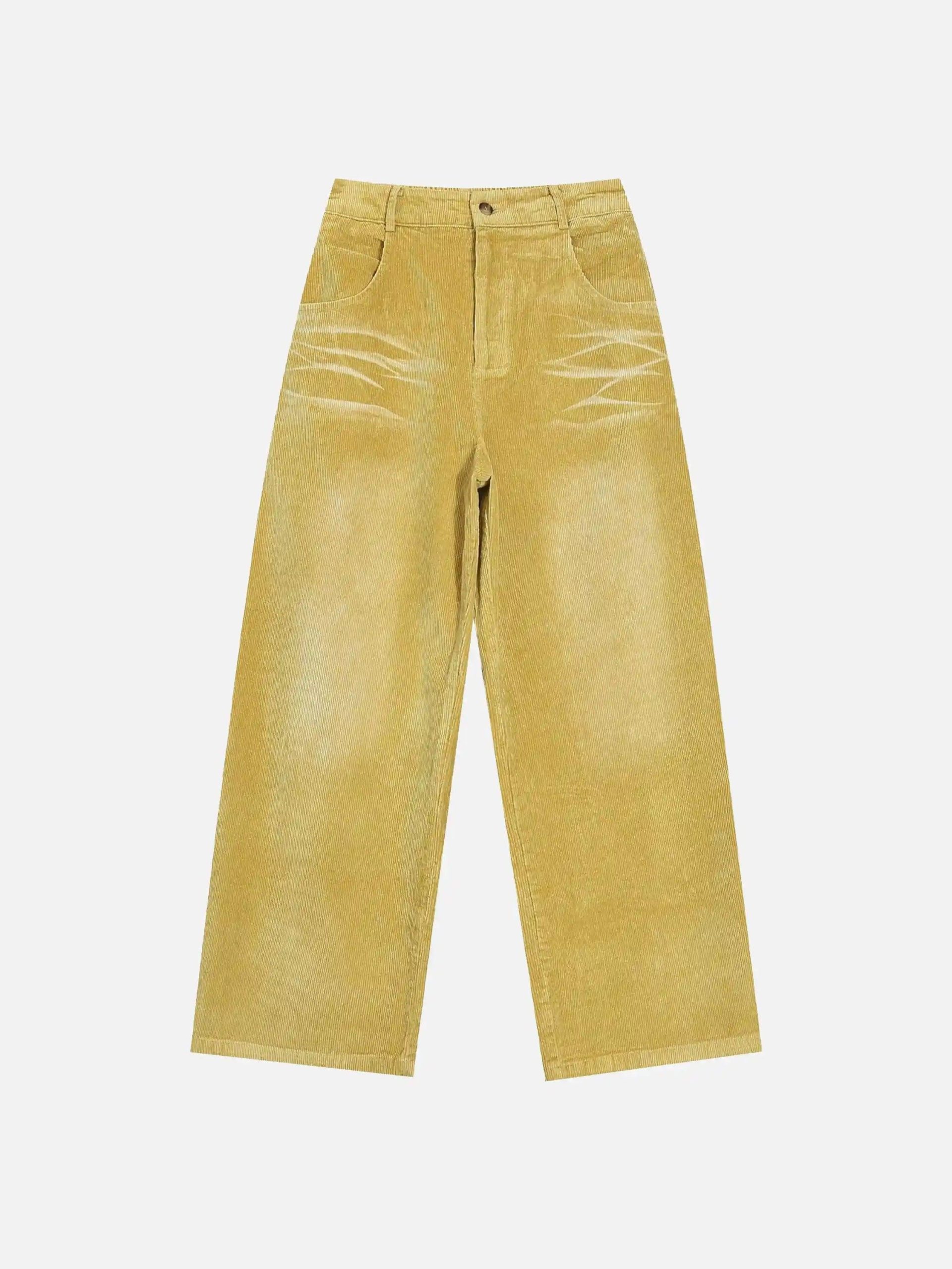 Concert Outfit Vintage Water Ripples Corduroy Straight Leg Pants